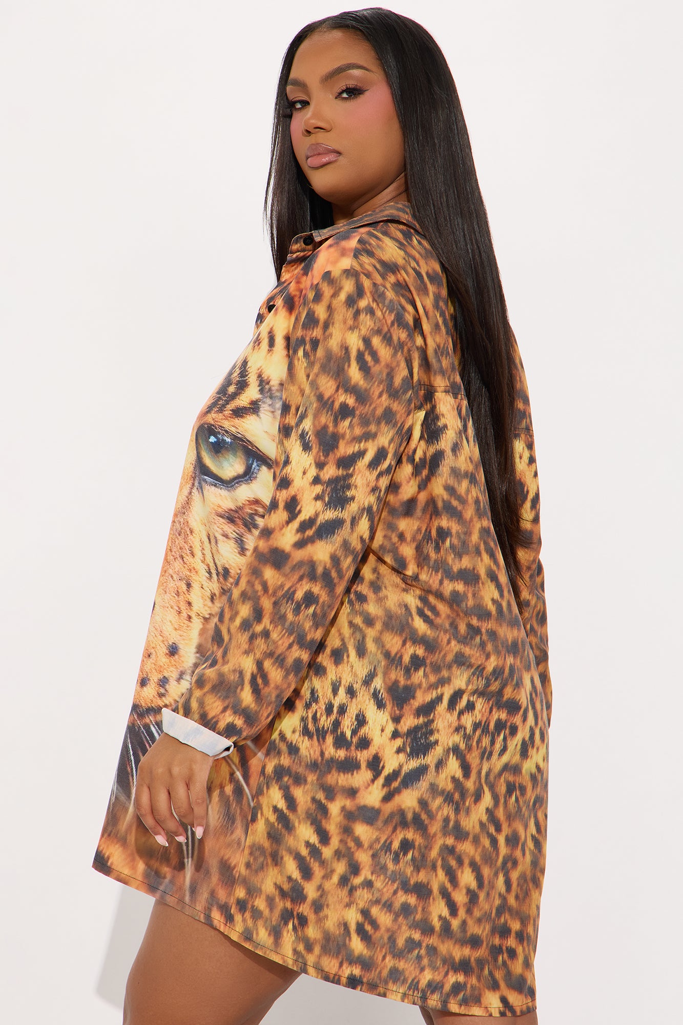 Cant Tame Me Leopard Shirt Mini Dress - Leopard - Image 7