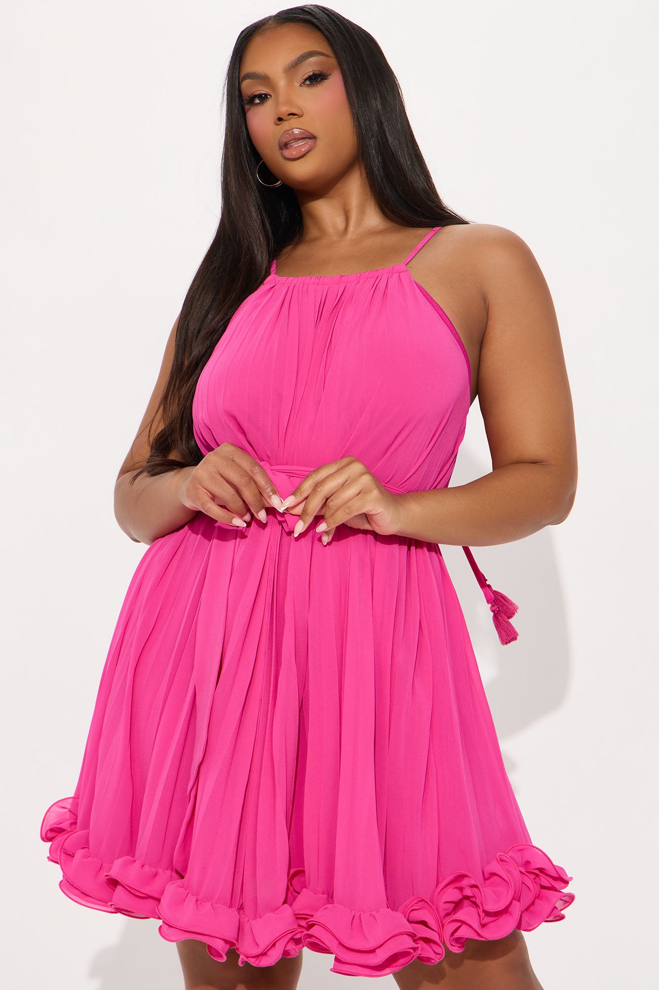 Woke Up Gorgeous Chiffon Mini Dress - Hot Pink - Image 5