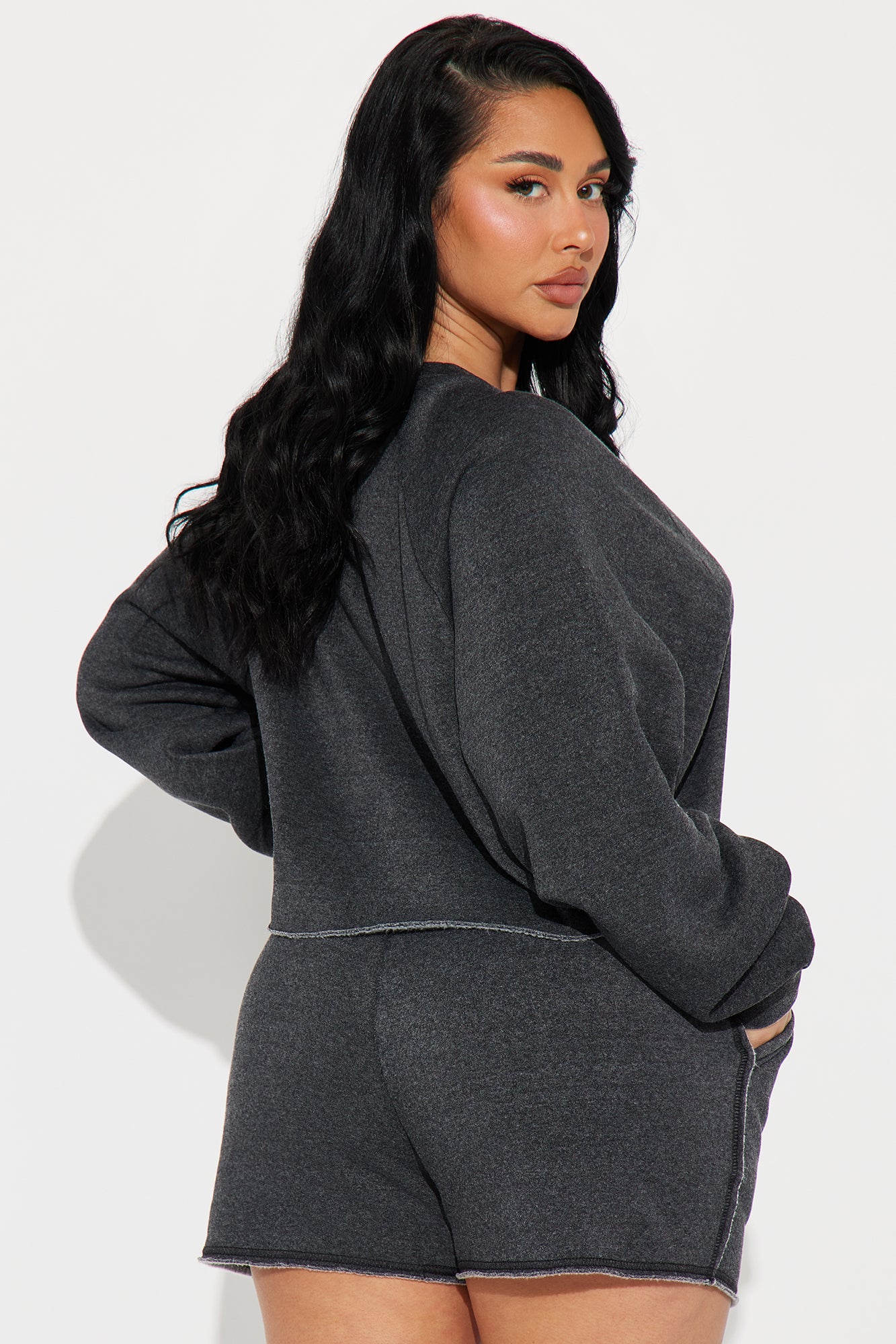 So Soft Washed Fleece Short Set - Black - Image 3