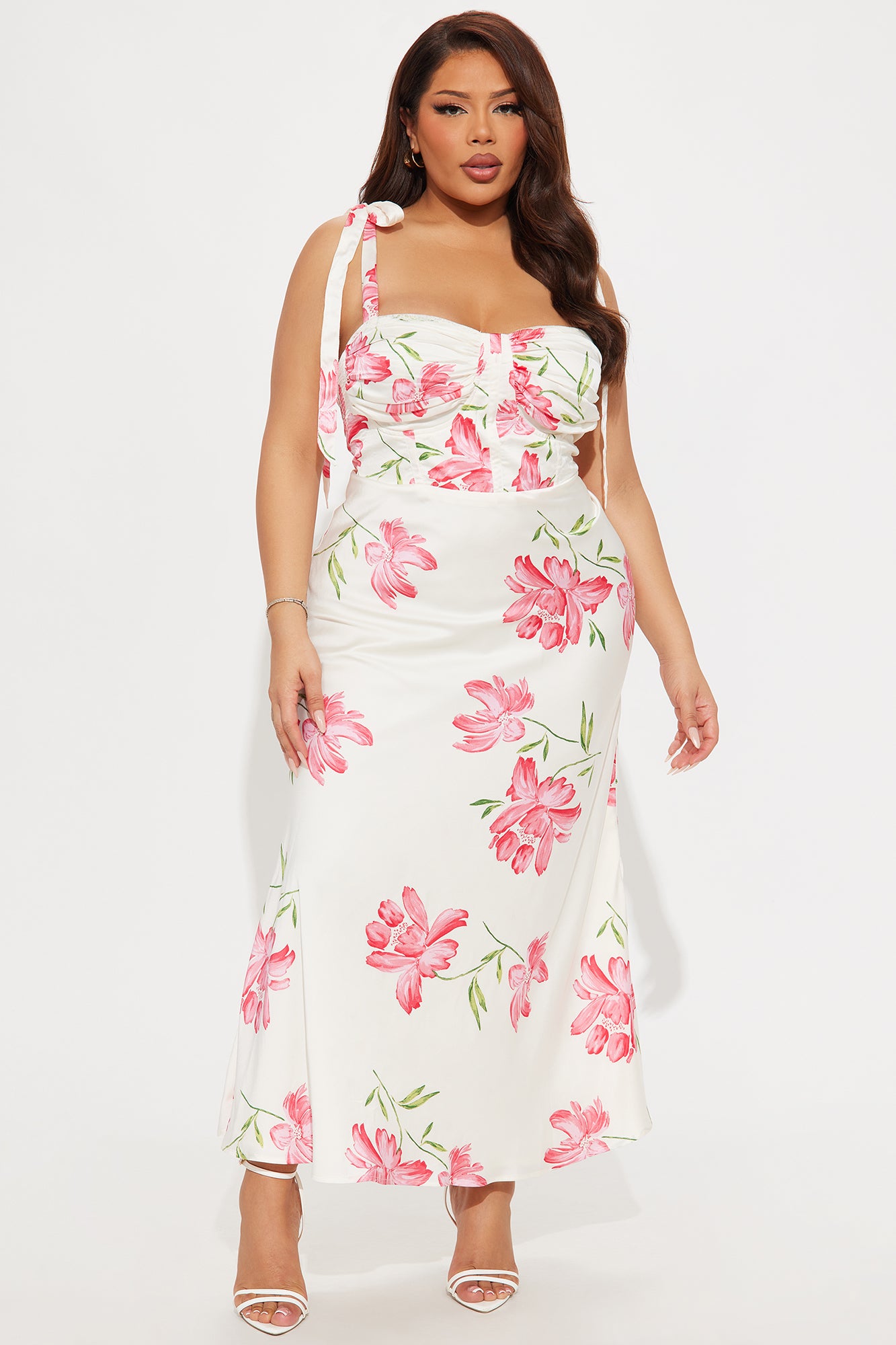 Garden Dreams Satin Maxi Dress - White/combo - Image 4