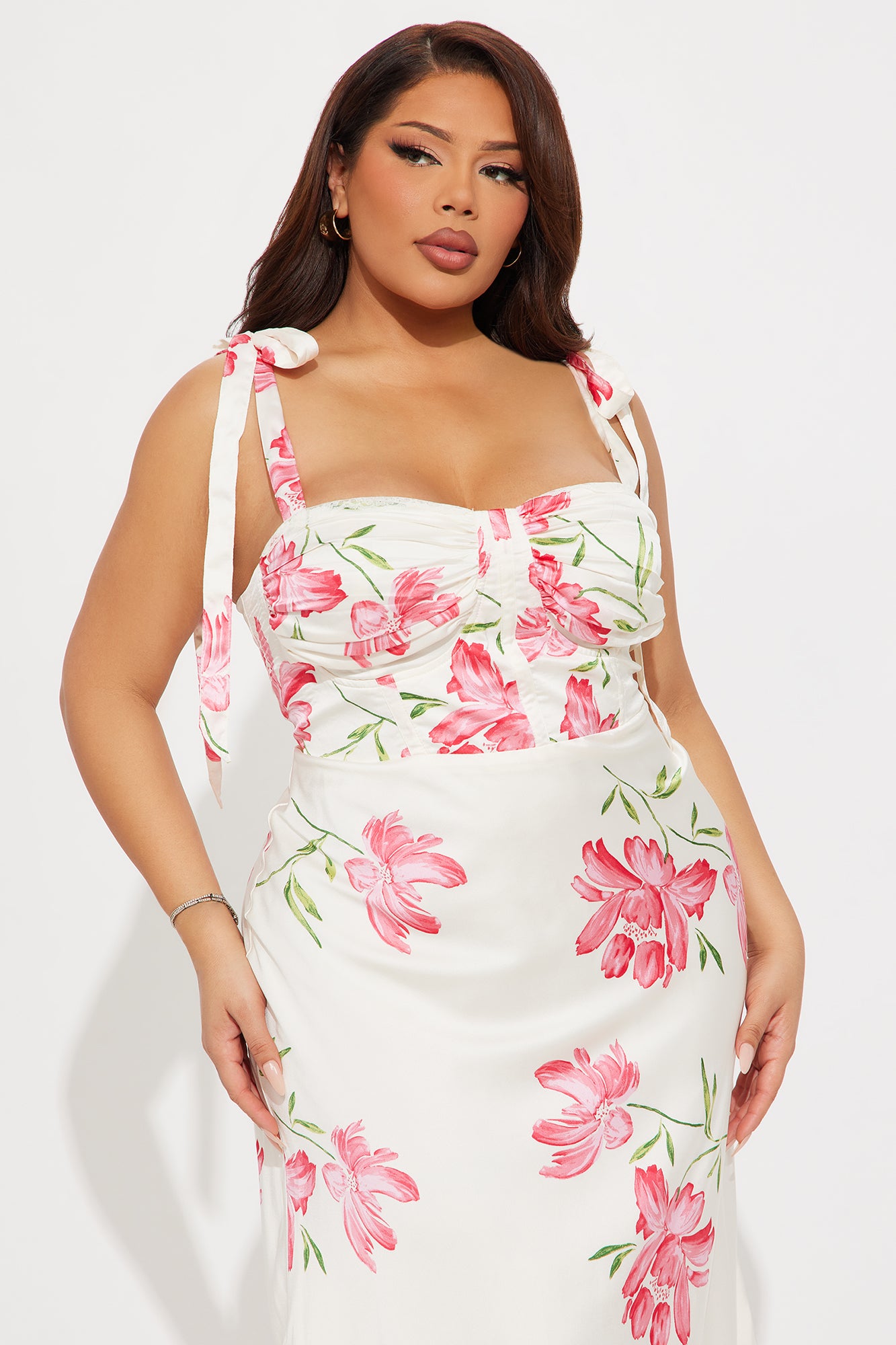 Garden Dreams Satin Maxi Dress - White/combo - Image 5
