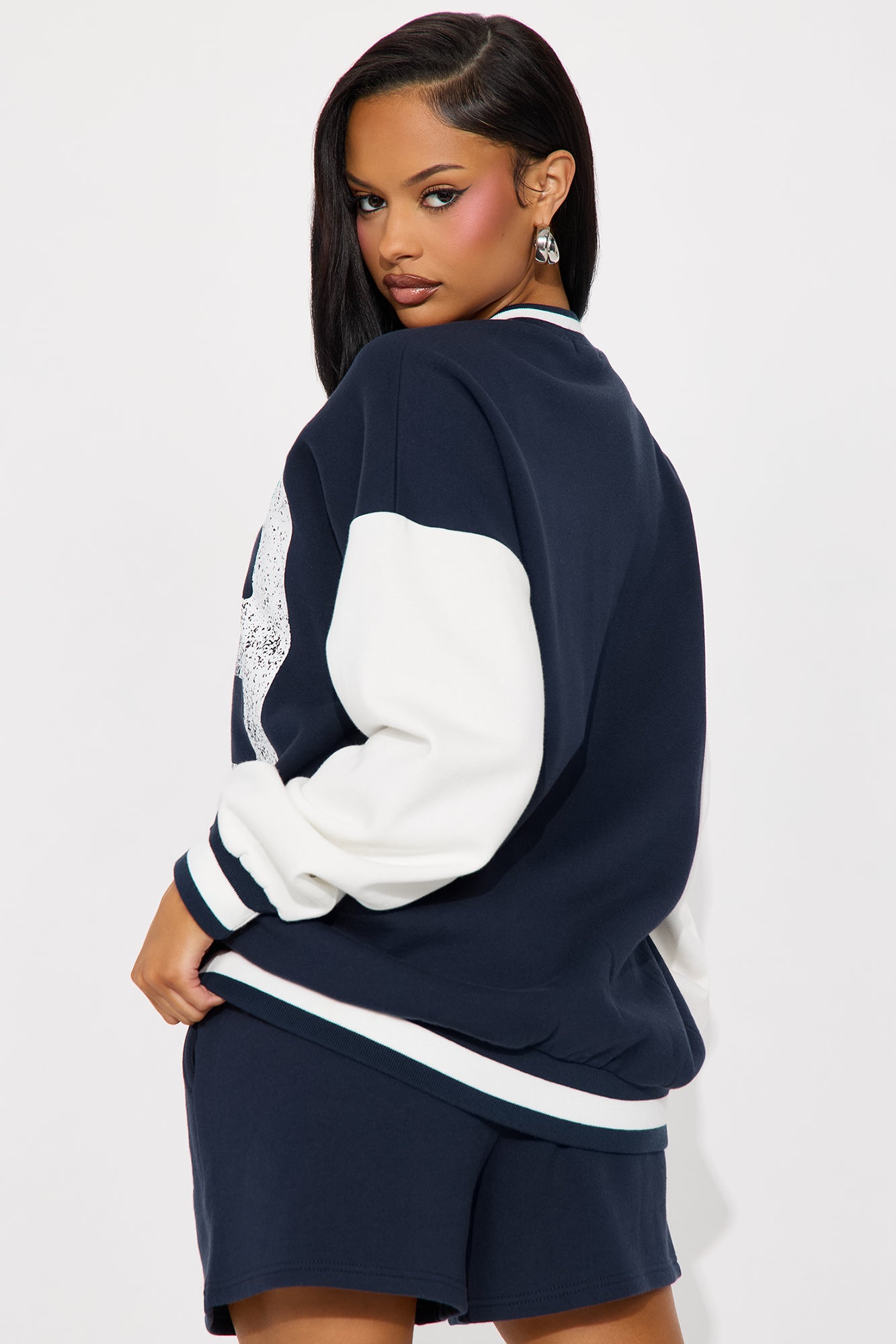 93 Fleece Bomber Short Set - Navy/combo - Image 4