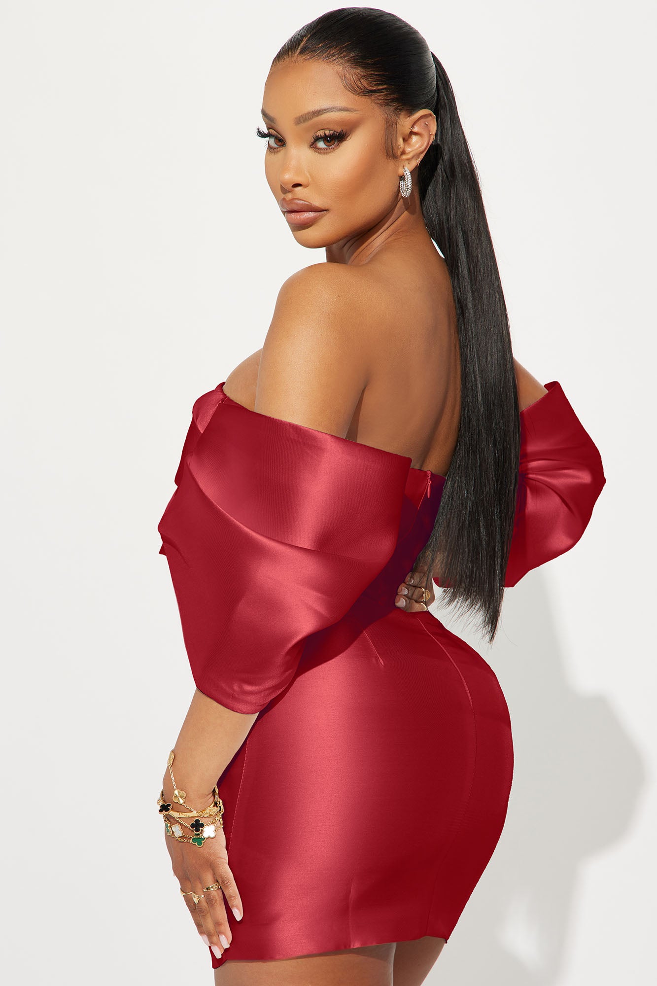 Allison Taffeta Mini Dress - Red - Image 3