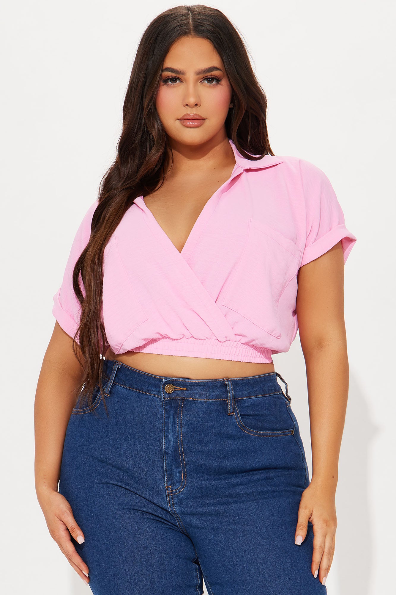 Arabella Textured Blouse Top - Pink - Image 4