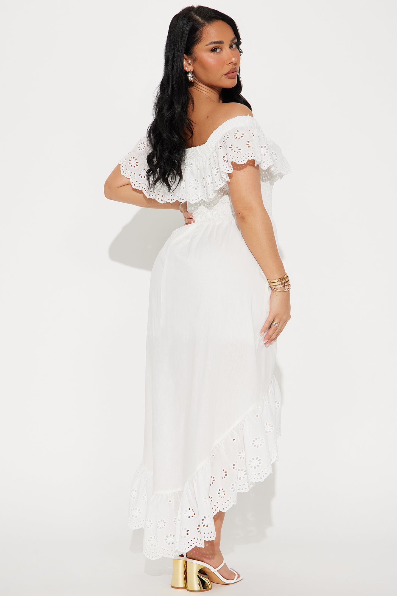Vanessa Off Shoulder Midi Dress - White - Image 3