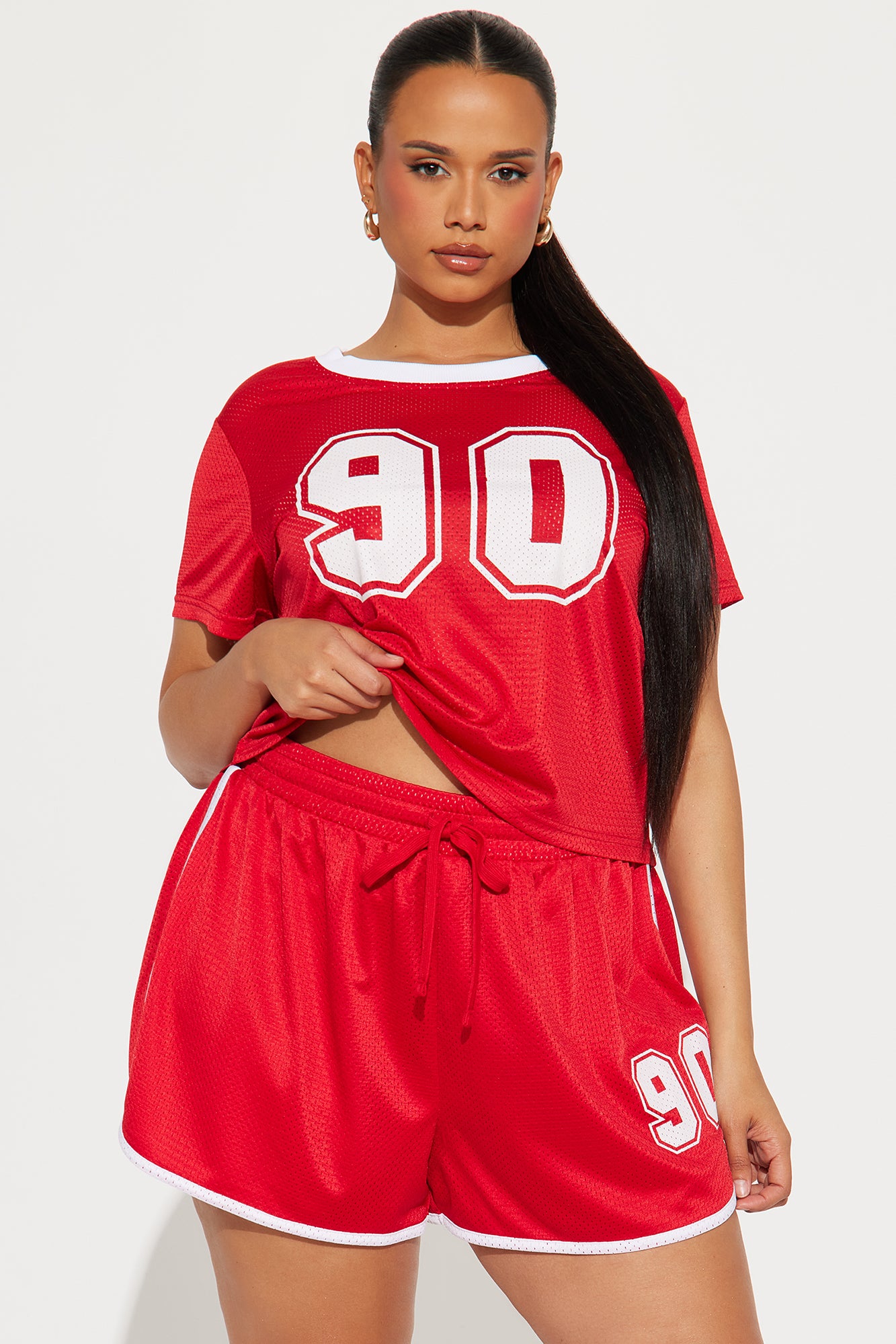 Playing Games Jersey Short Set - Red/combo - Image 5