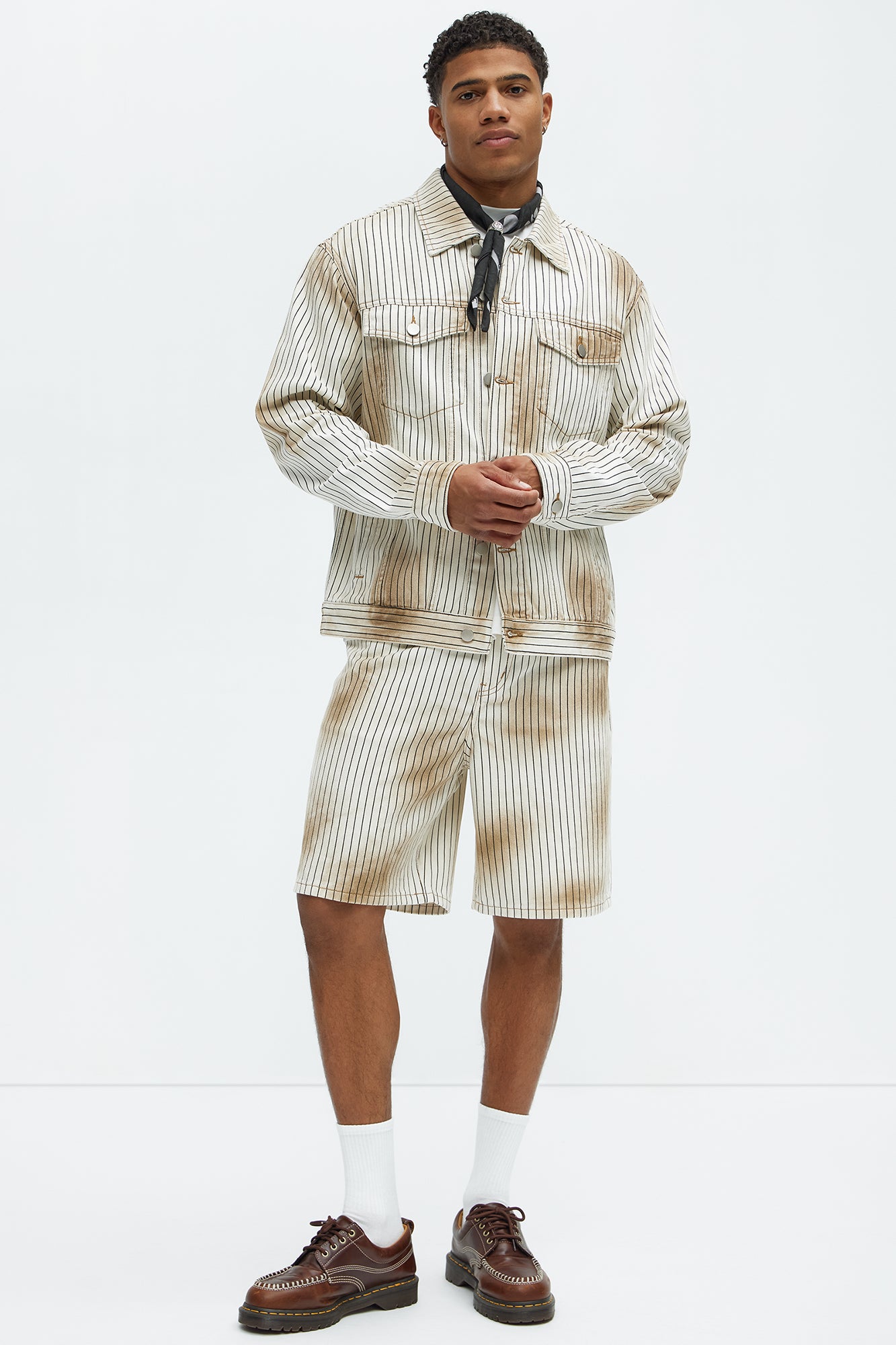 Byron Striped Relaxed Shorts - Cream/combo - Image 3