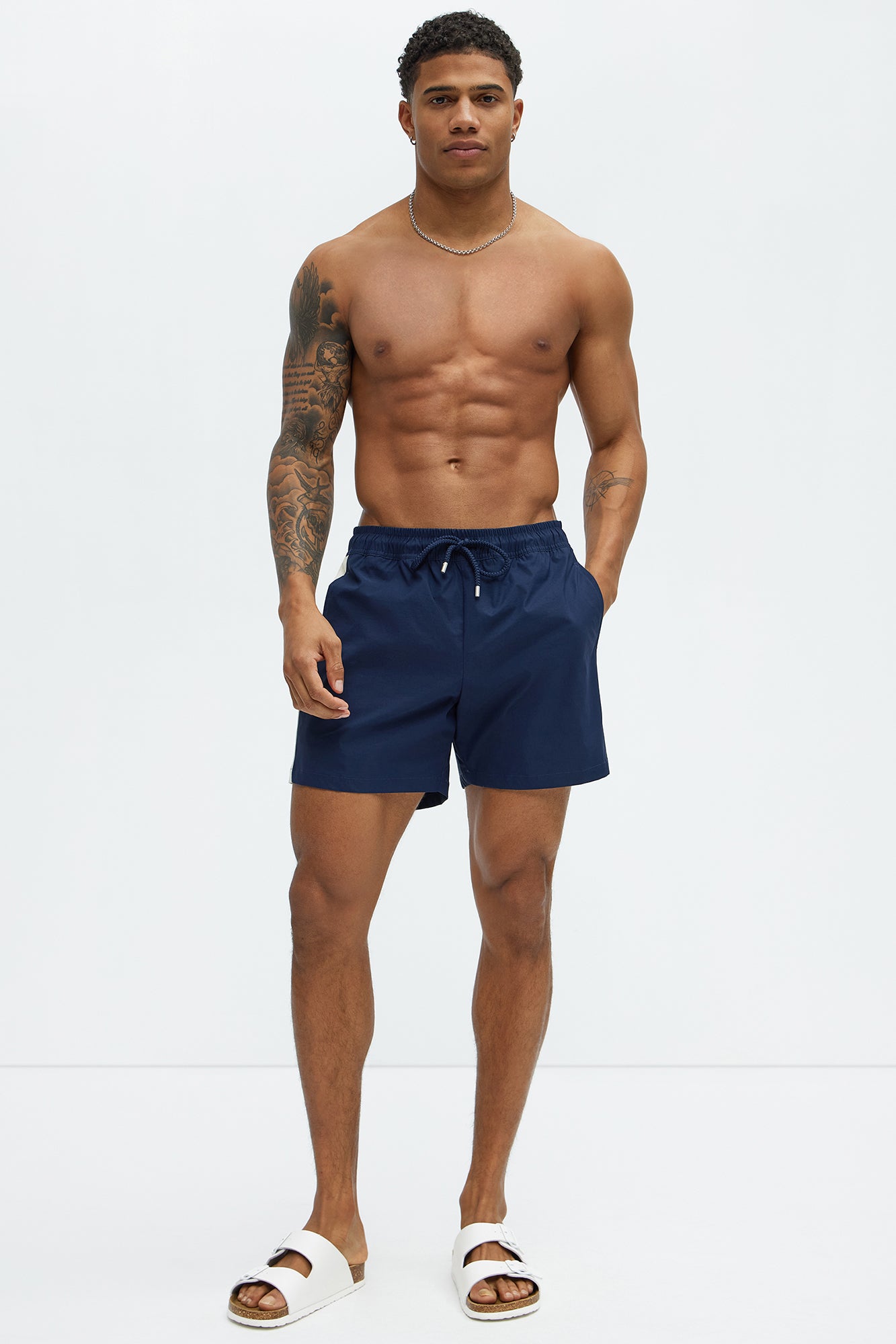 Contrast On The Side Swim Mid Trunk - Navy/combo - Image 3