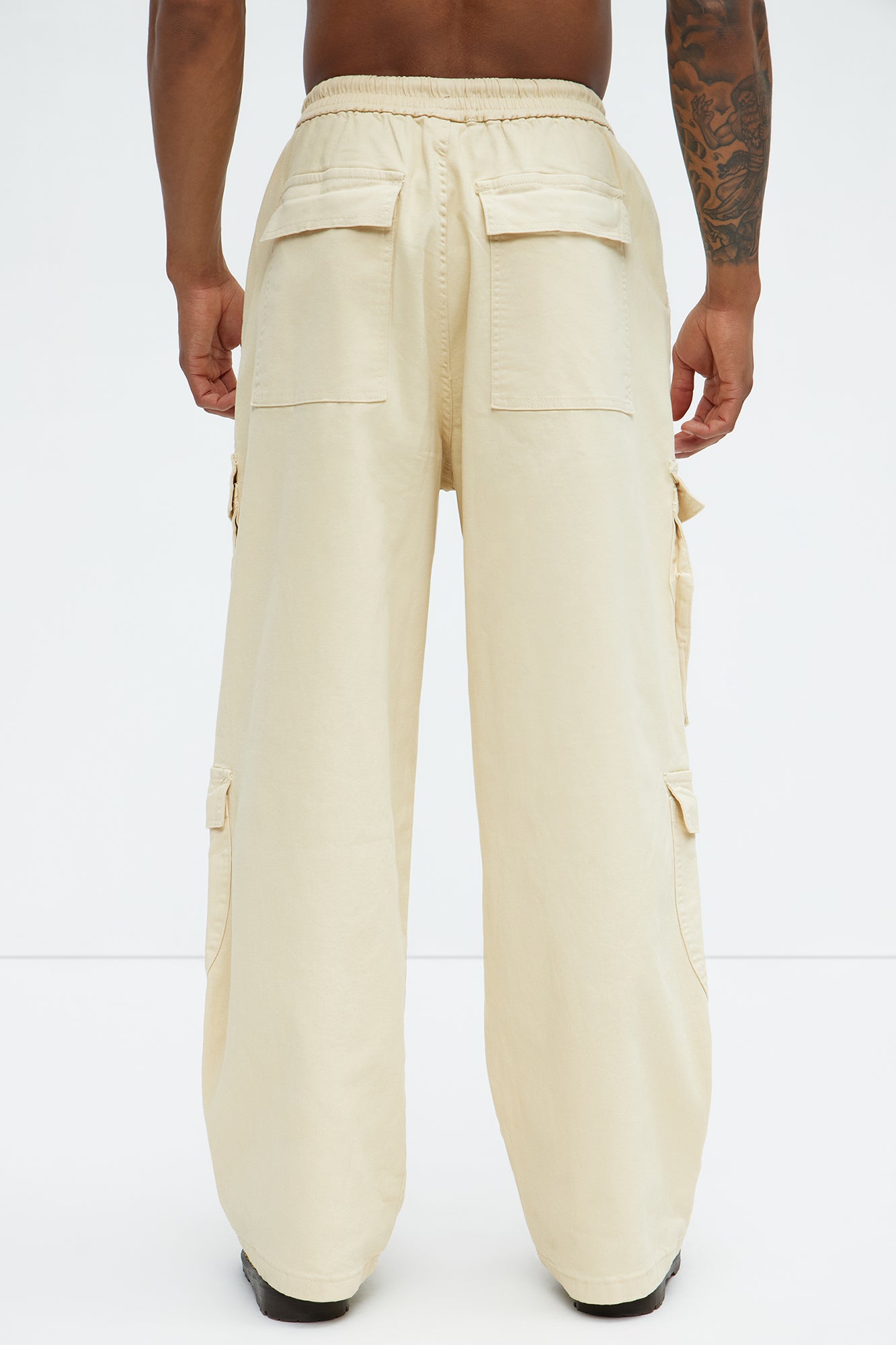 Exposed Zip Tech Baggy Cargo Pants - Khaki - Image 5
