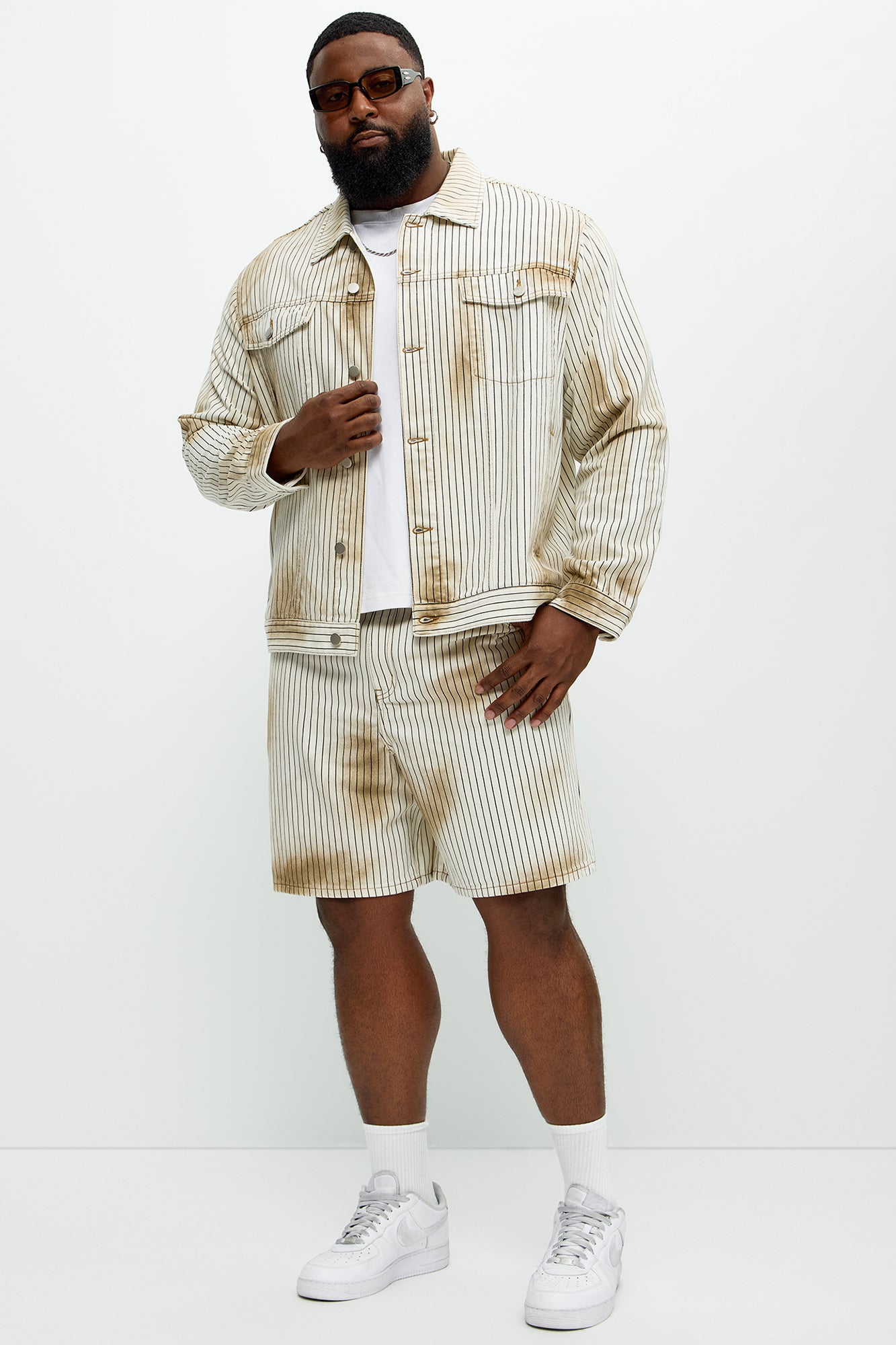 Byron Striped Relaxed Shorts - Cream/combo - Image 7