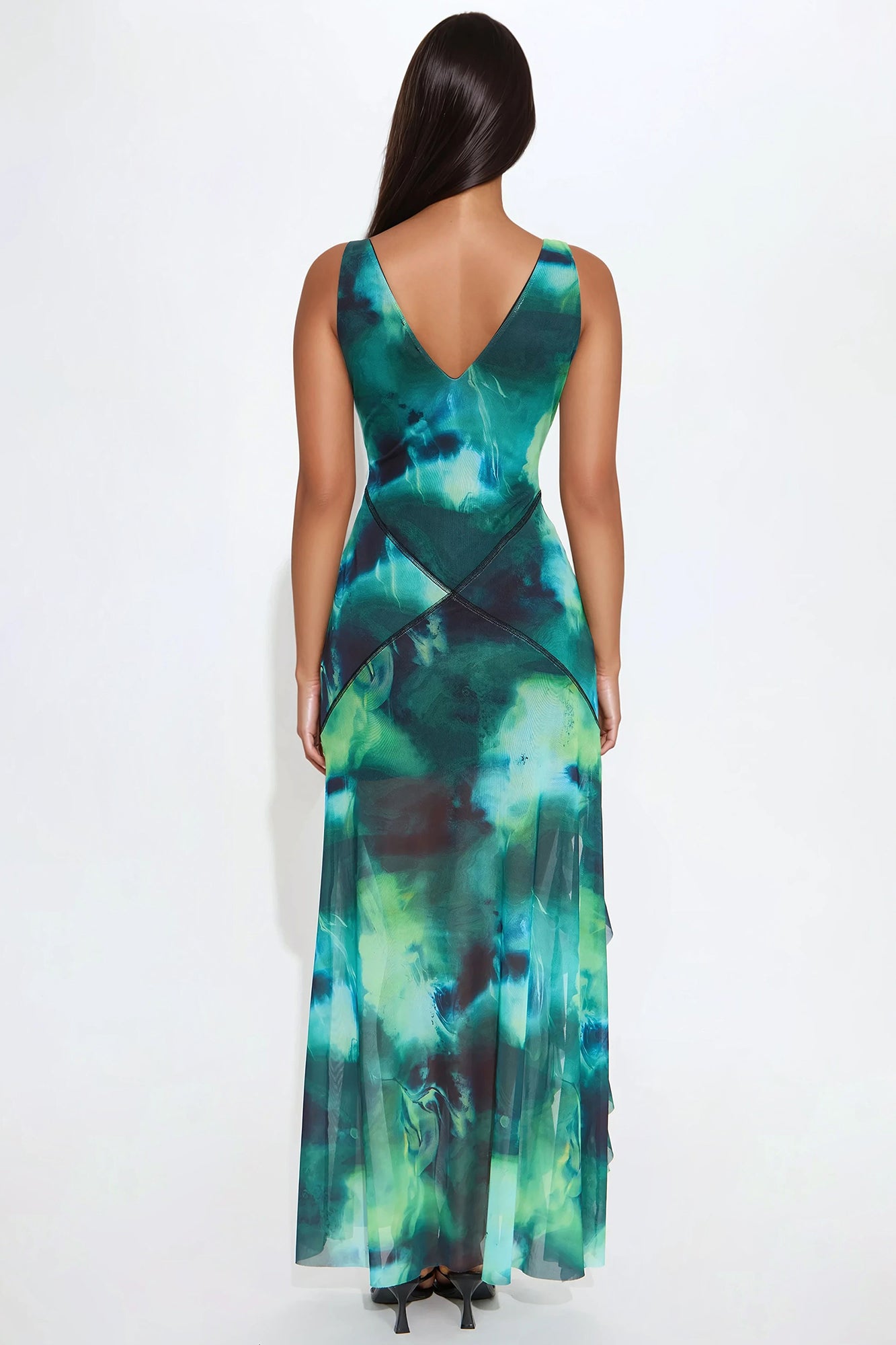 Astrid Mesh Maxi Dress - Green/combo - Image 3