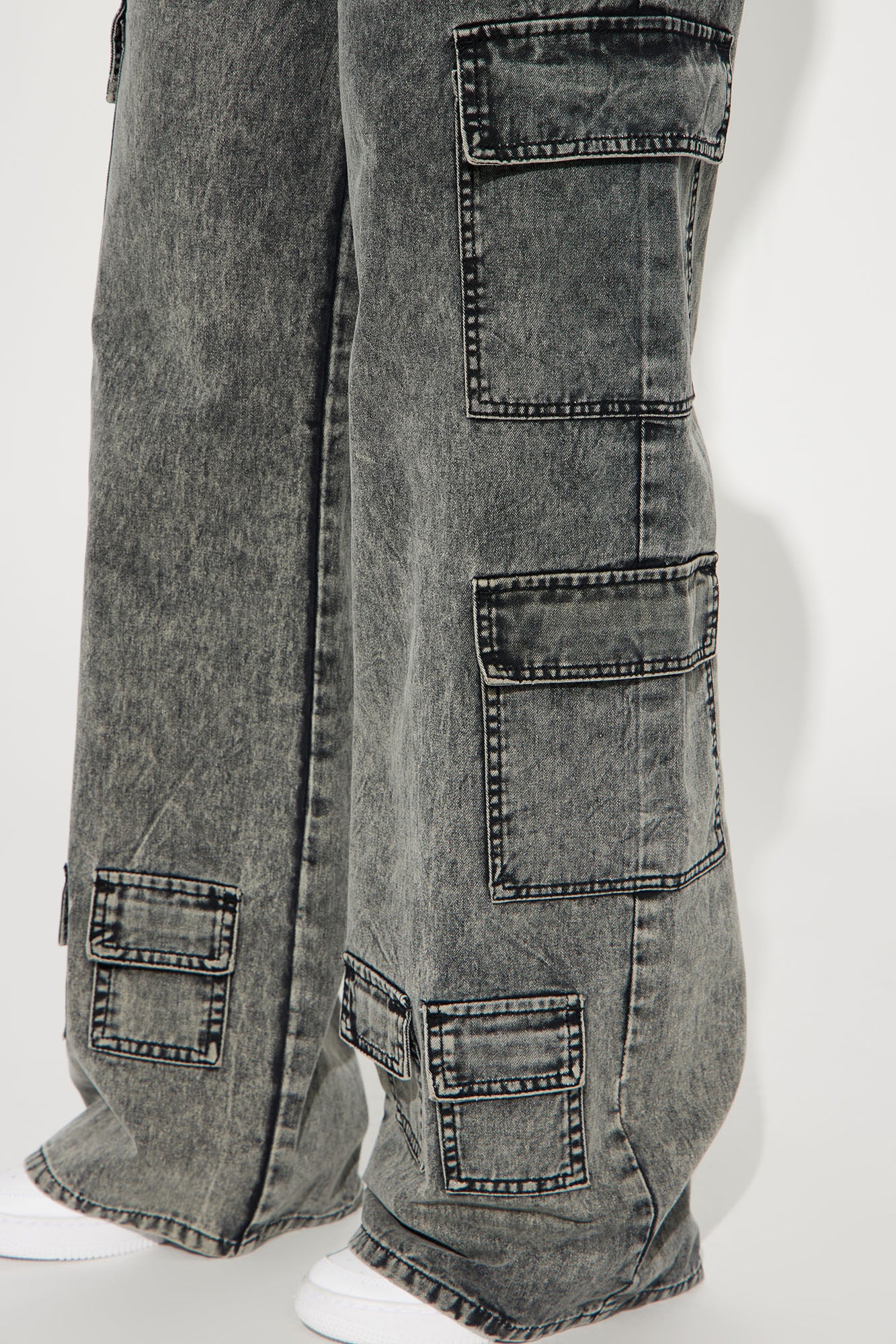 Don't Stop Washed Wide Leg Cargo Pant - Black - Image 3