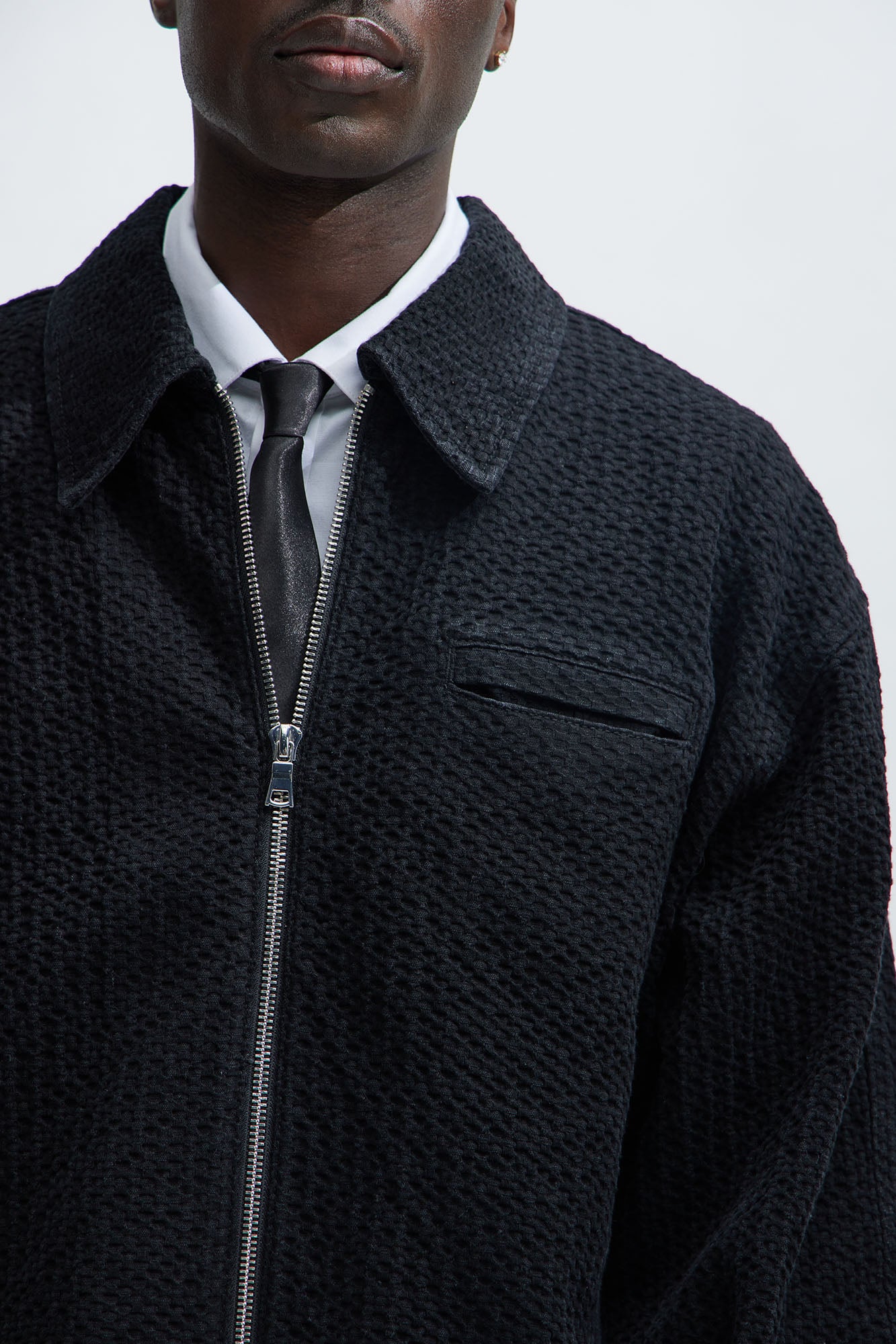 Warsaw Cropped Denim Work Trucker - Black - Image 3