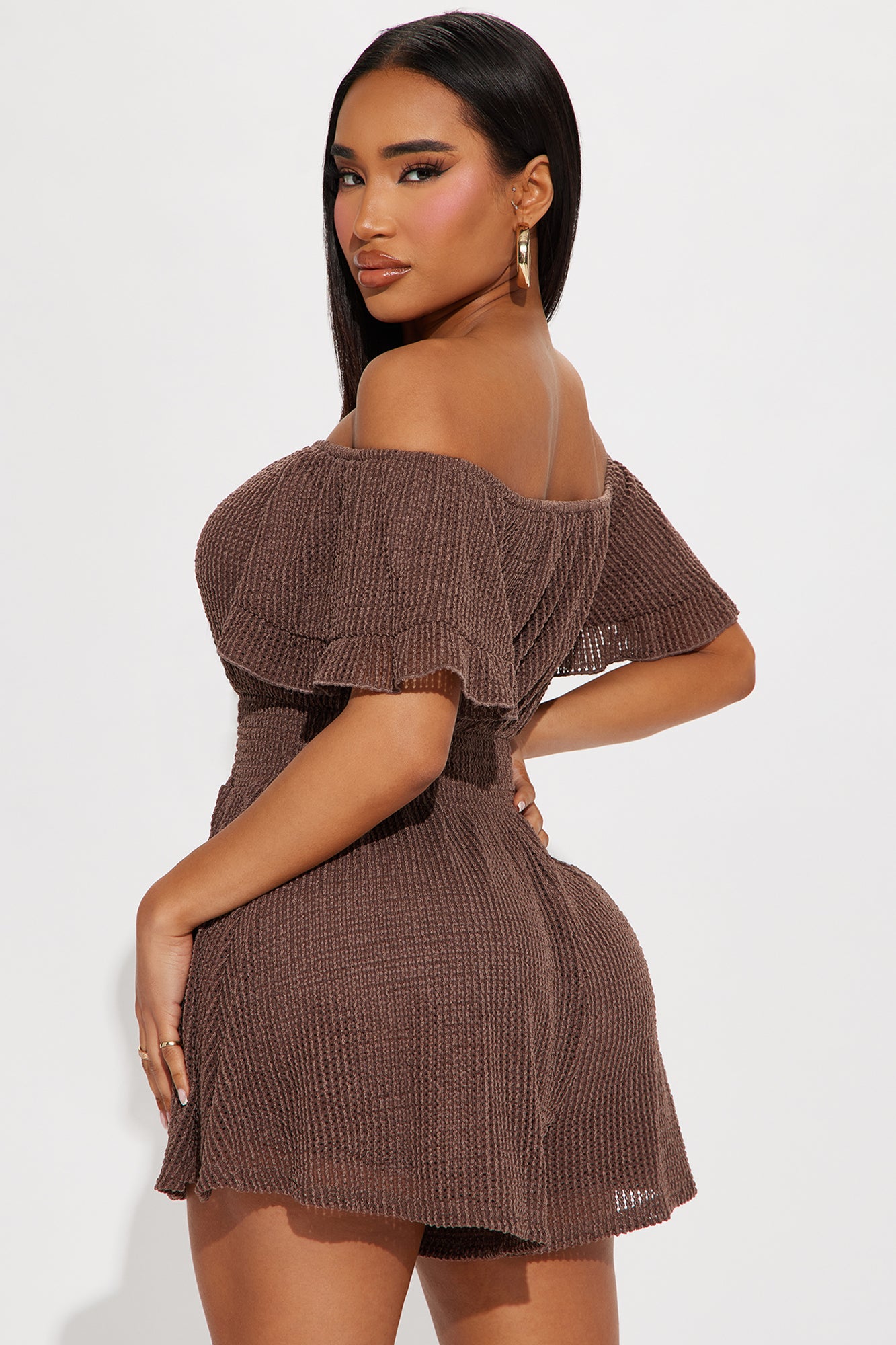Find Me By The Beach Crochet Romper - Brown - Image 3