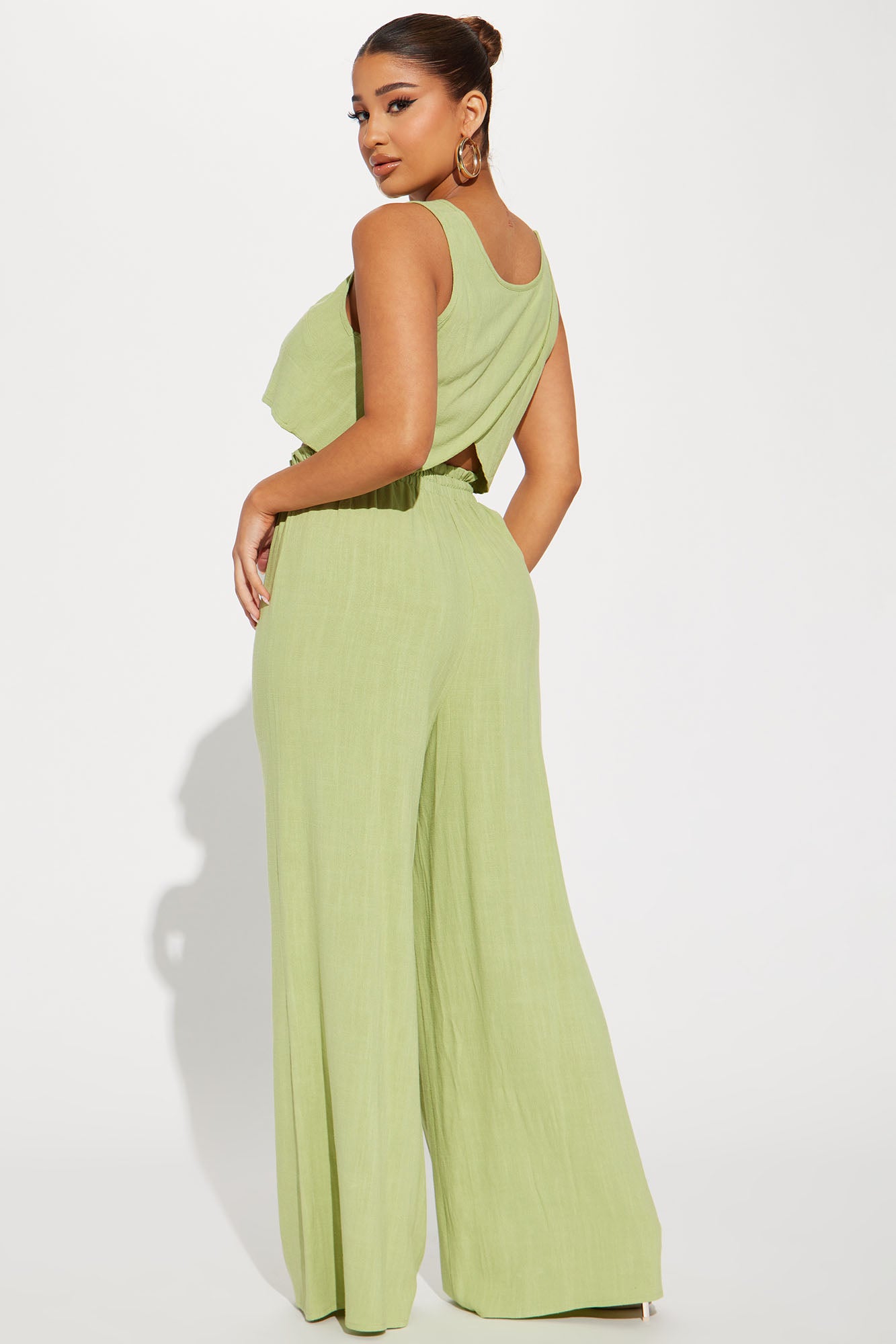 Day Dreaming Linen Pant Set - Lime - Image 3