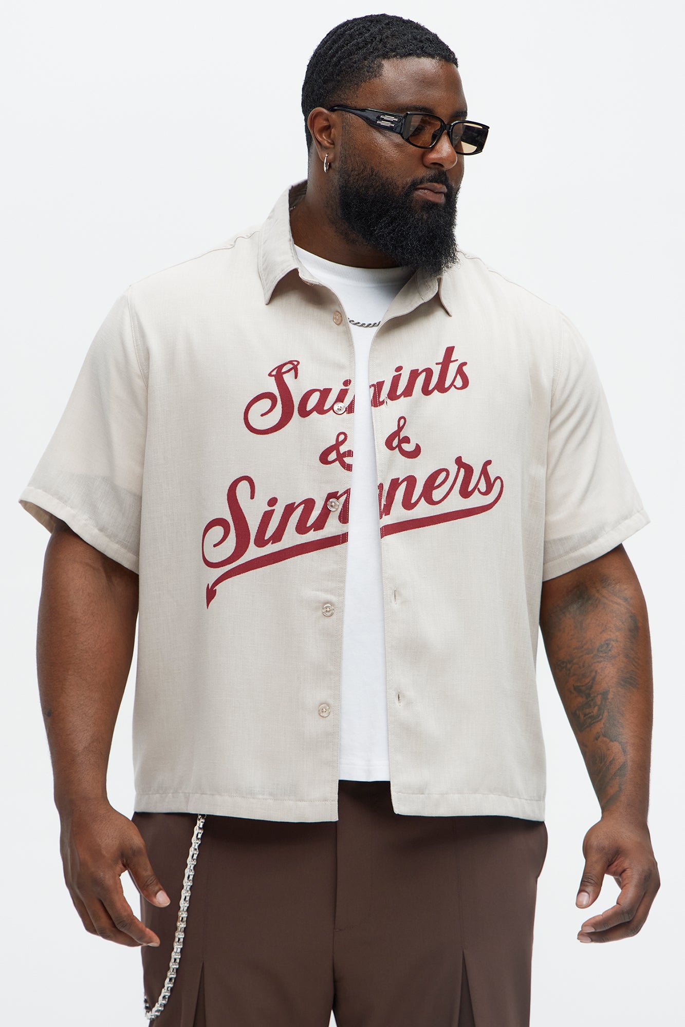 Saints And Sinners Full Button Shirt - Tan - Image 5