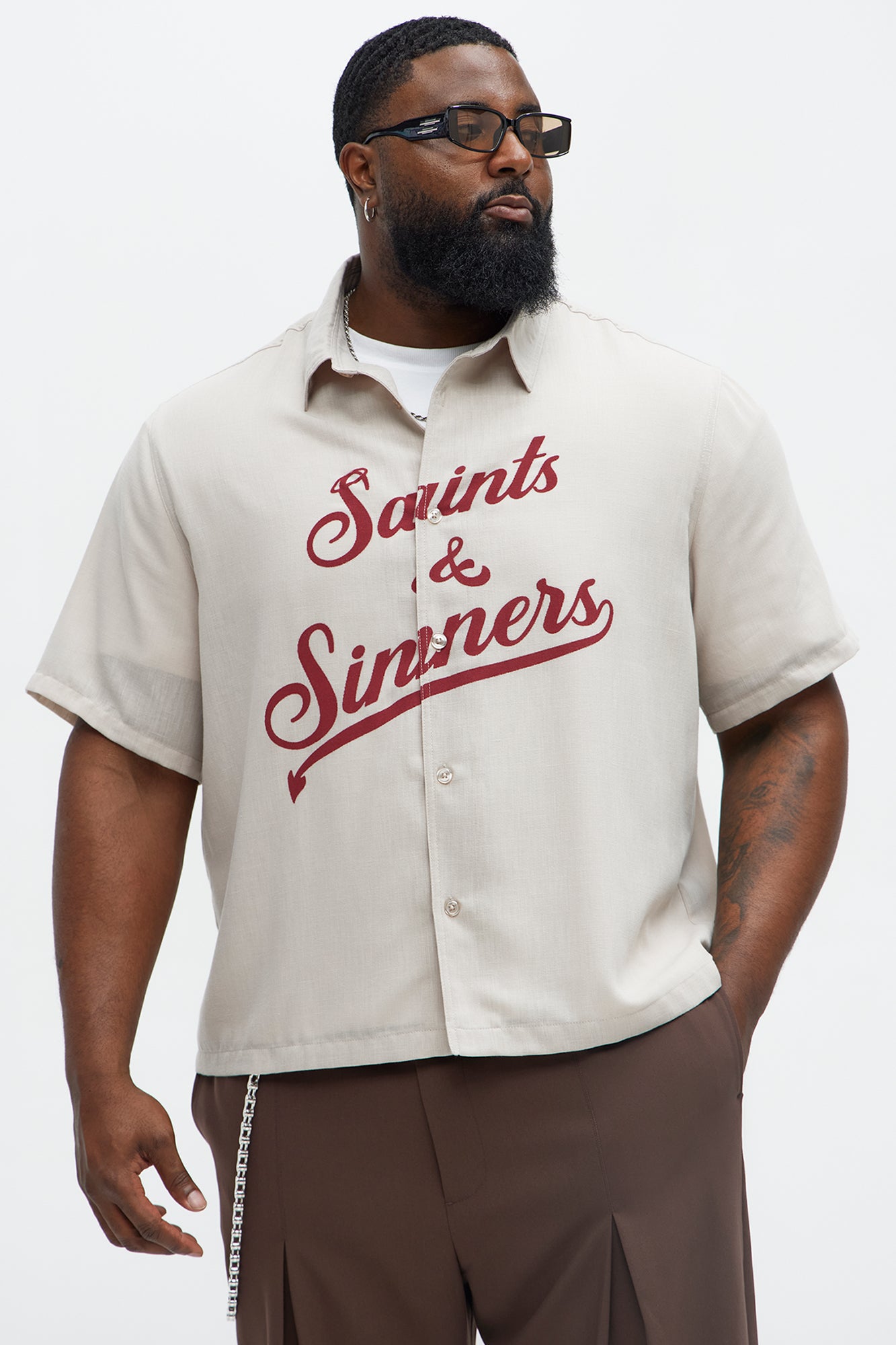 Saints And Sinners Full Button Shirt - Tan - Image 8