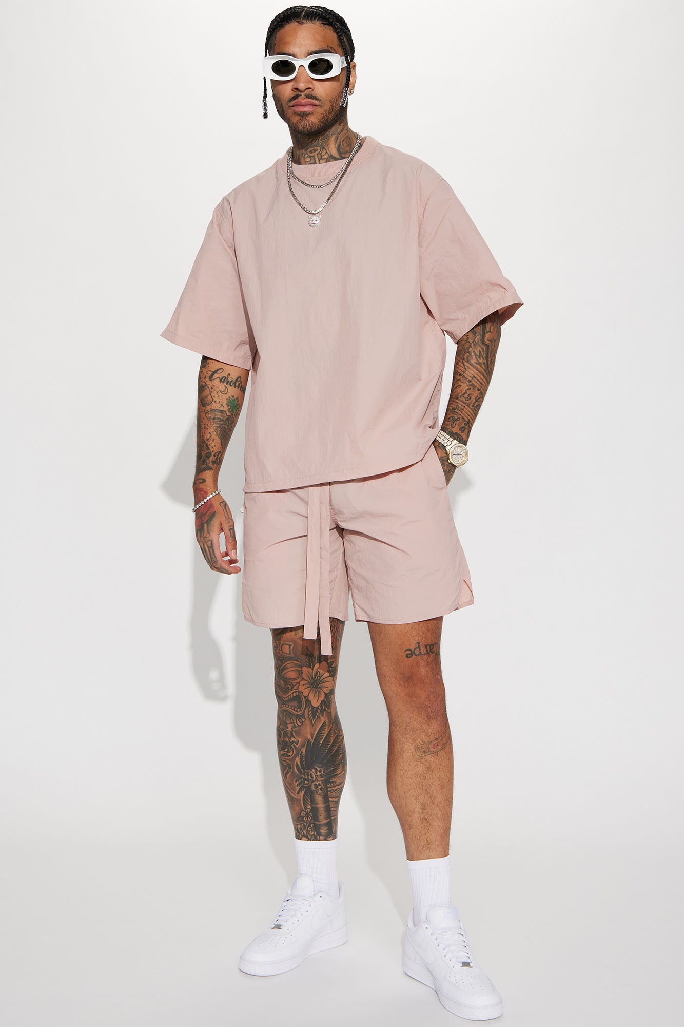 Batter Up Crinkle Nylon Pullover Tee - Mauve - Image 3