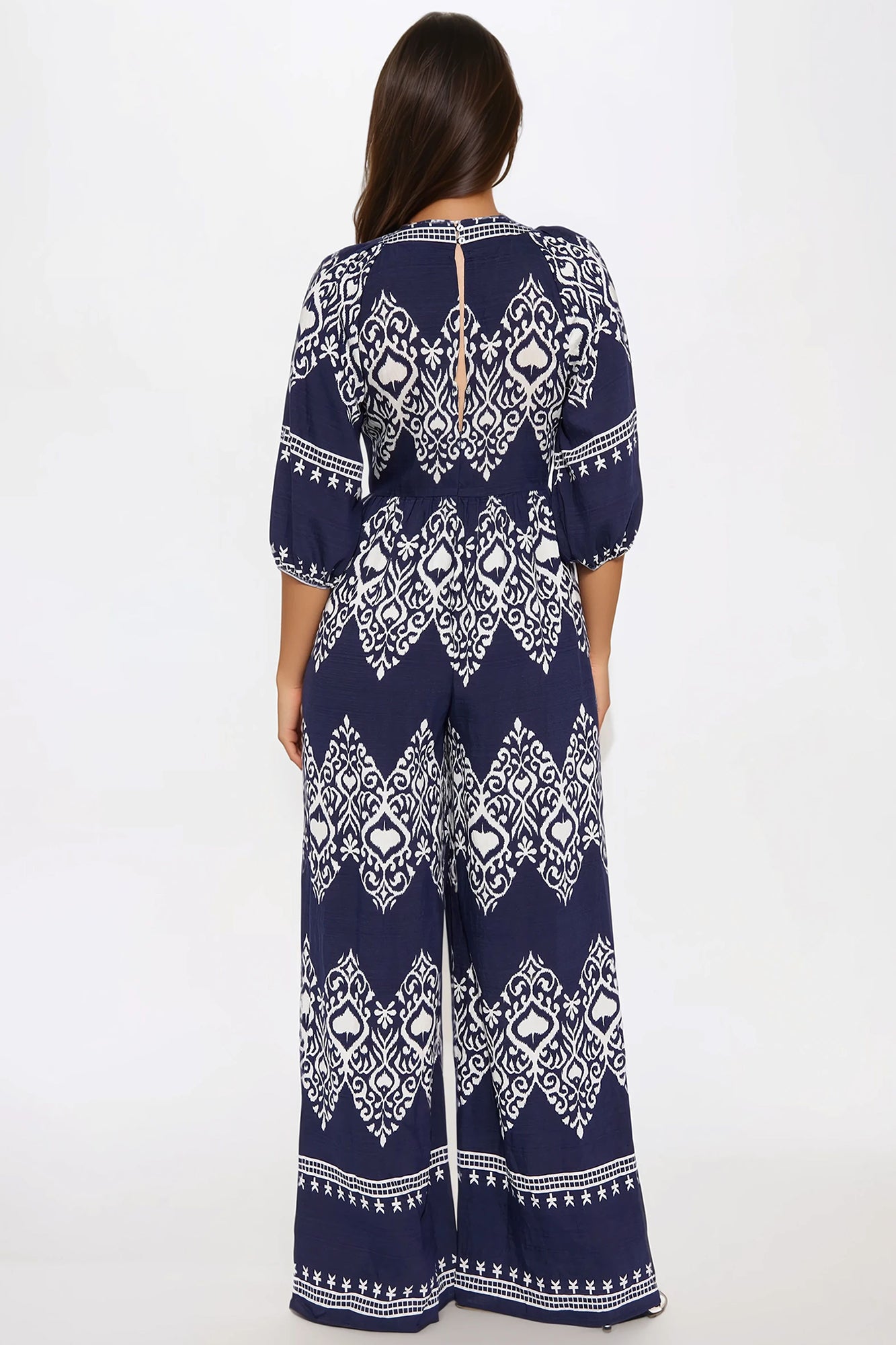 Daphne Deep V Jumpsuit - Navy/combo - Image 3