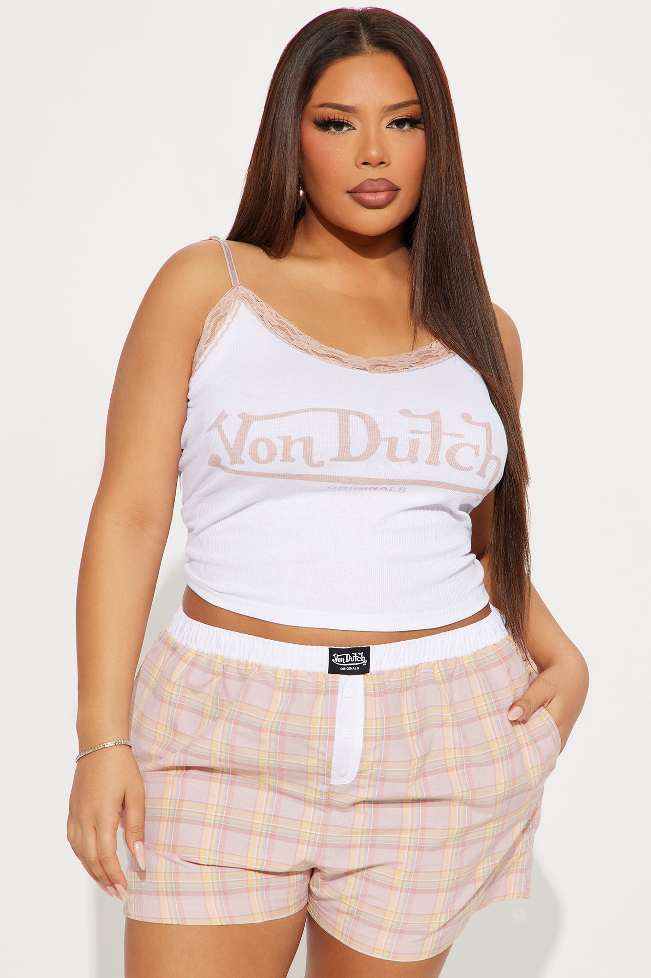Von Dutch Cami PJ Boxer Short Set - White/combo - Image 5