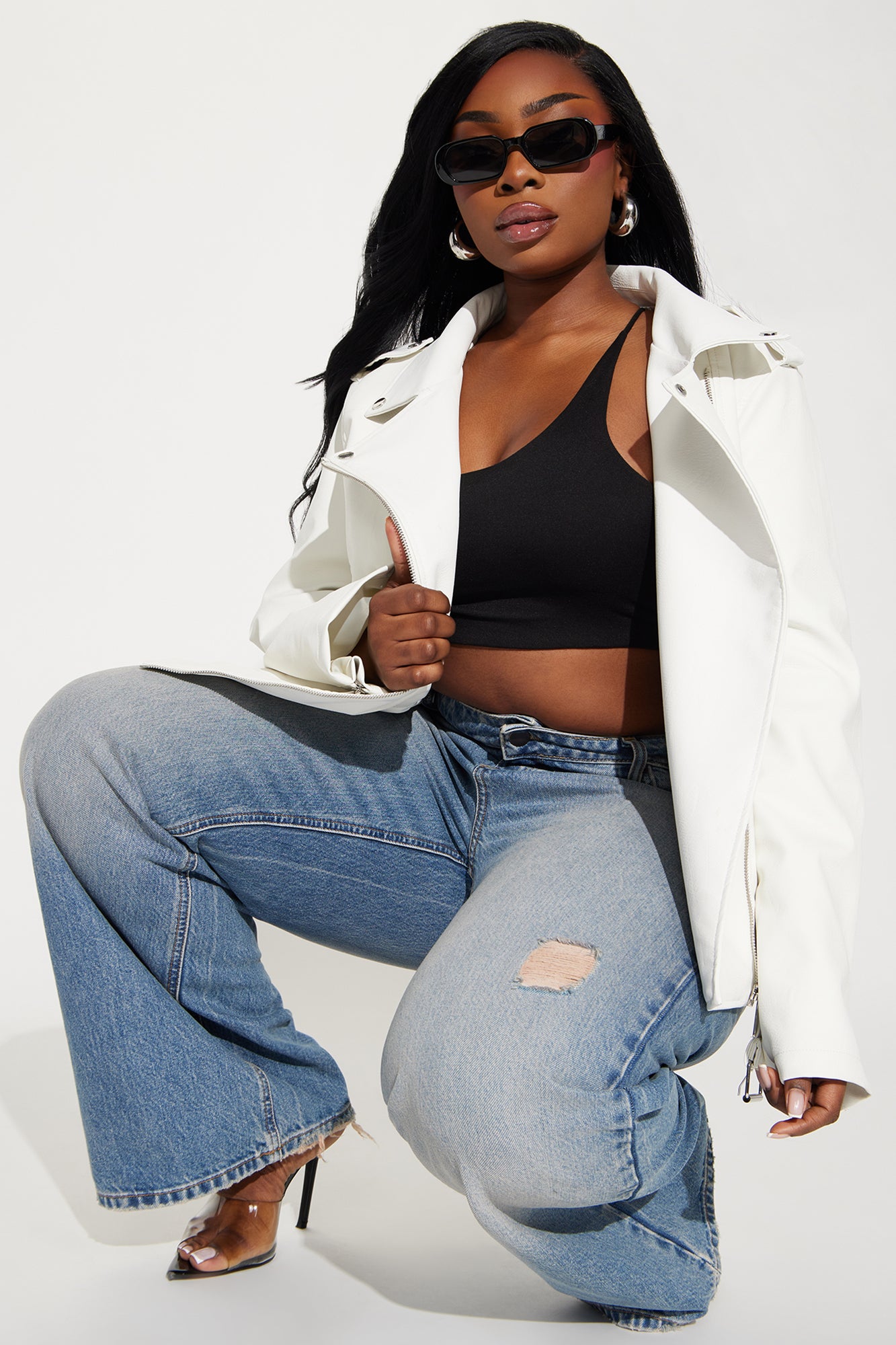 Araxie Vegan Leather Jacket - White - Image 5