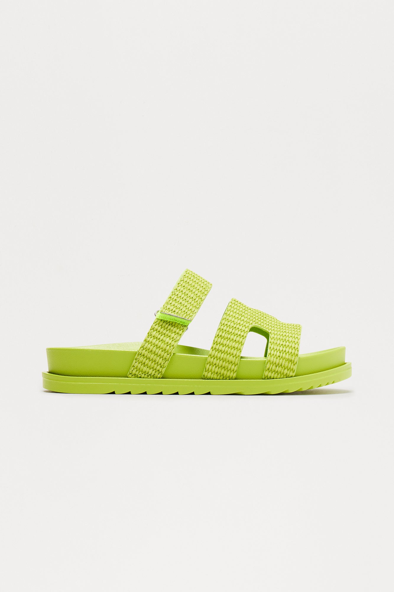 Trey Raffia Strap Slides - Lime - Image 3
