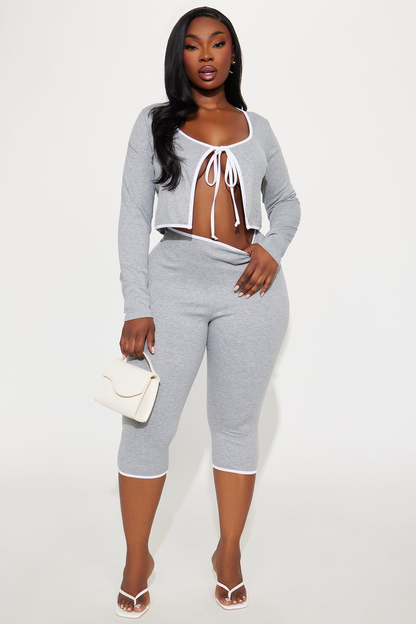 Camille Capri Pant Set - Heather Grey - Image 4