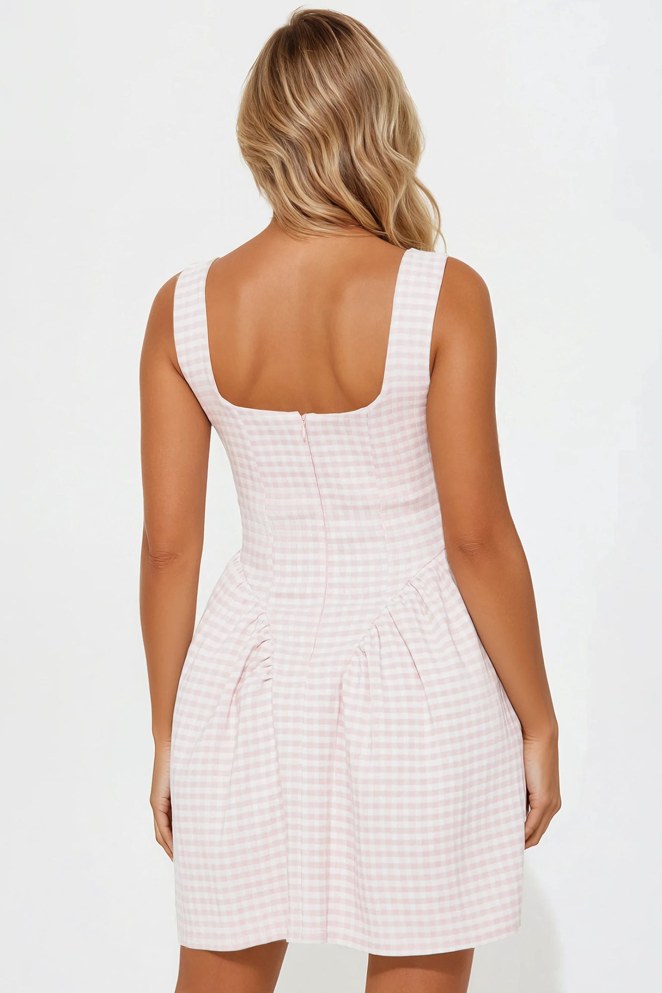 Alaina Gingham Mini Dress - Light Pink - Image 3