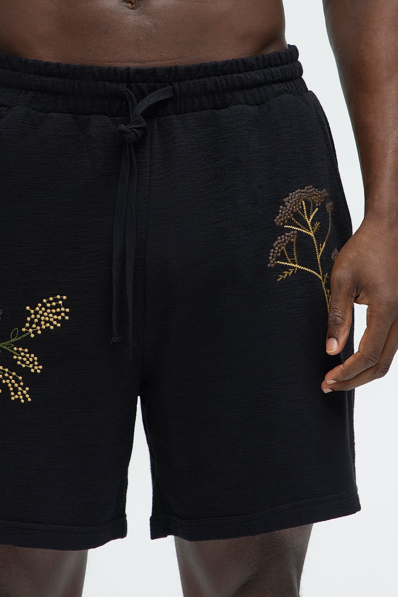 Berries And Blooms Embroidered Shorts - Black - Image 4