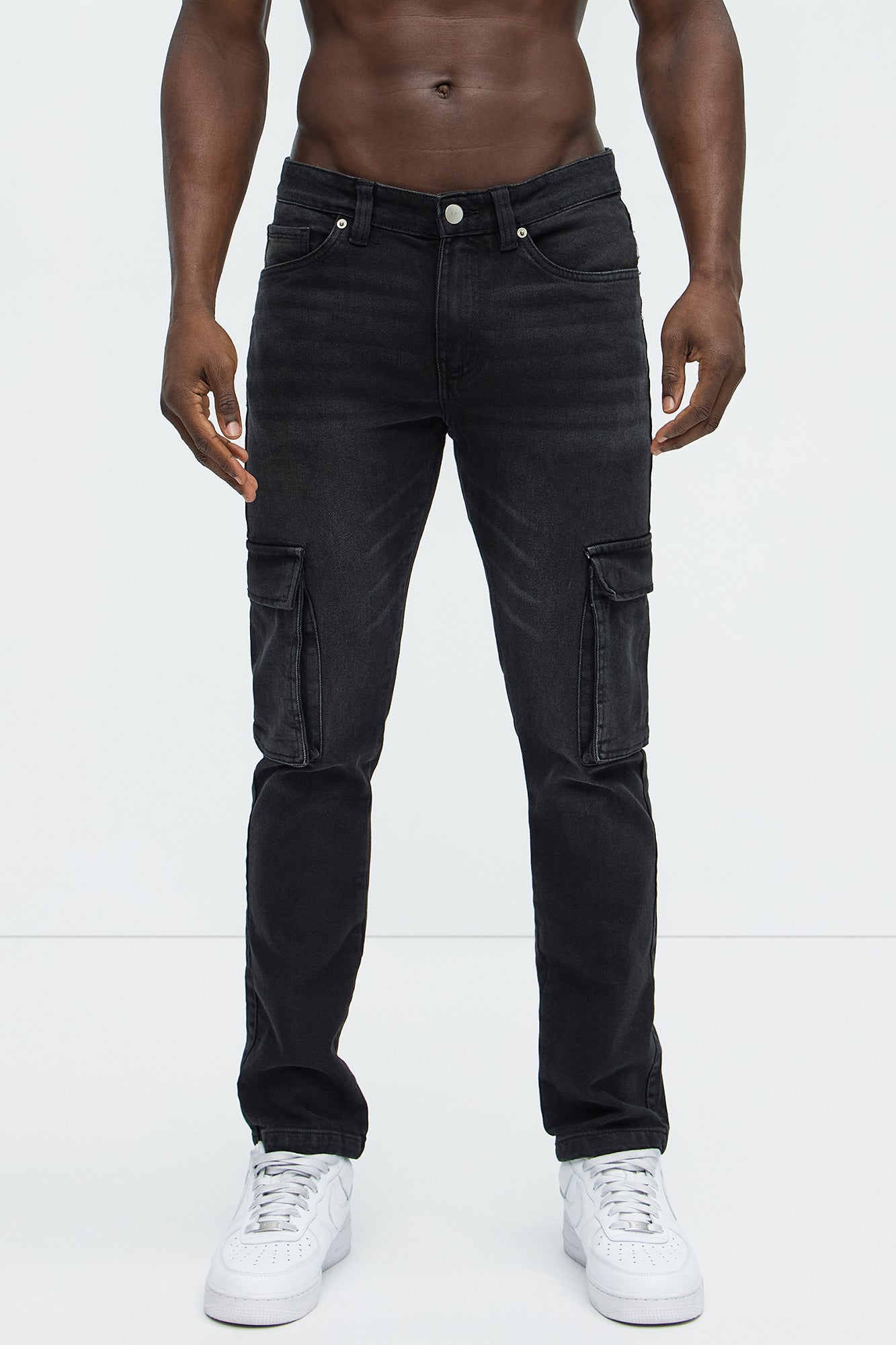 Classic Slim Cargo Jeans - Black Wash - Image 3