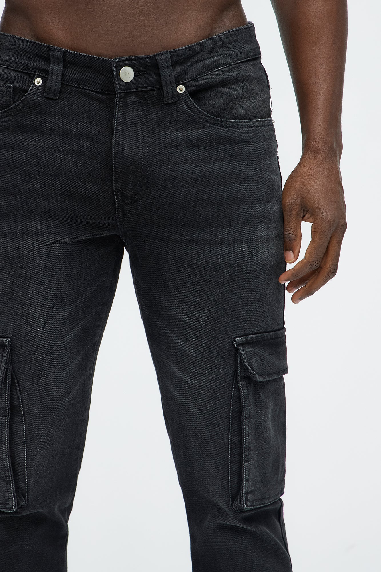 Classic Slim Cargo Jeans - Black Wash - Image 4