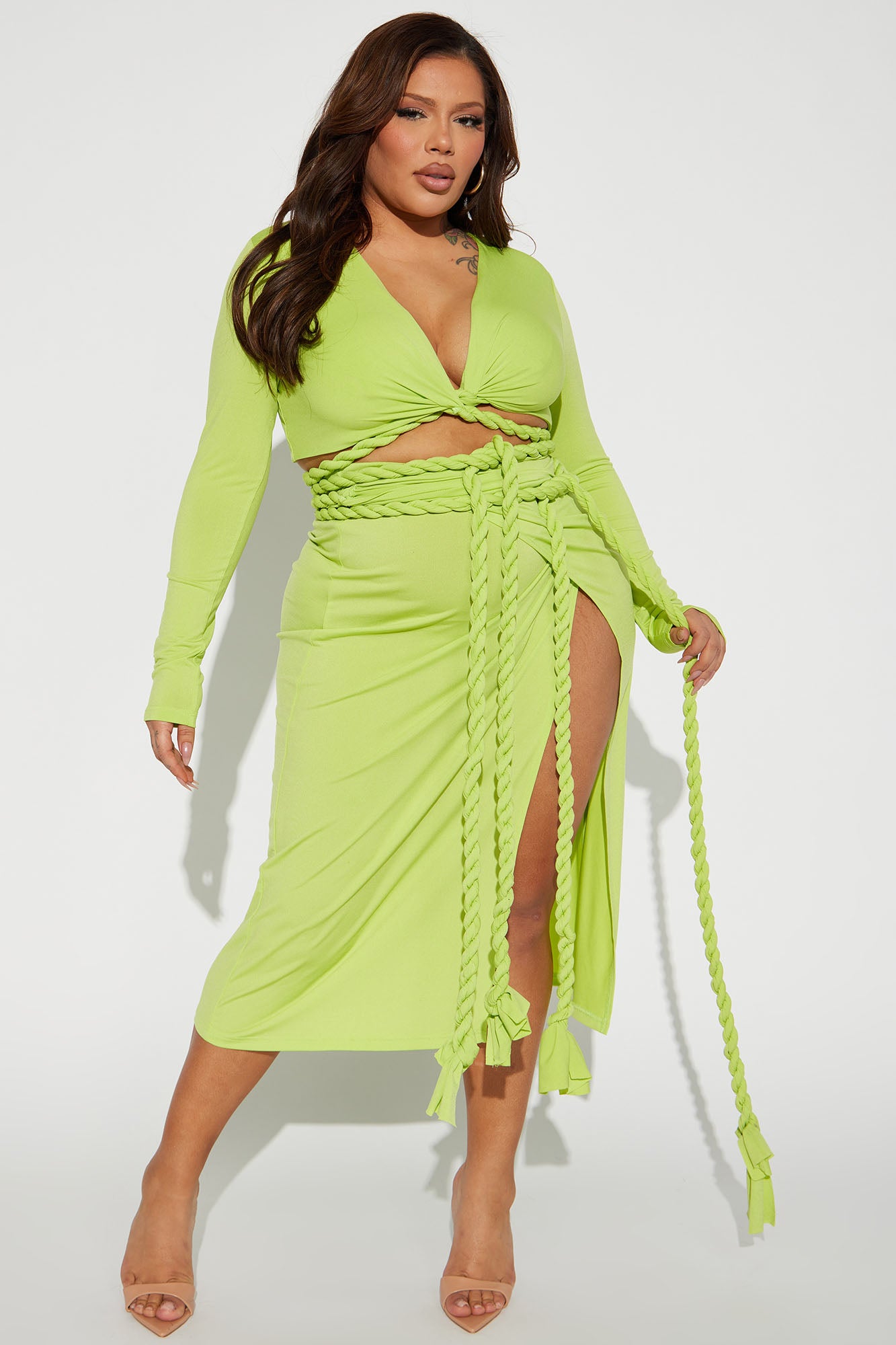 Reina Rope Skirt Set - Lime - Image 4