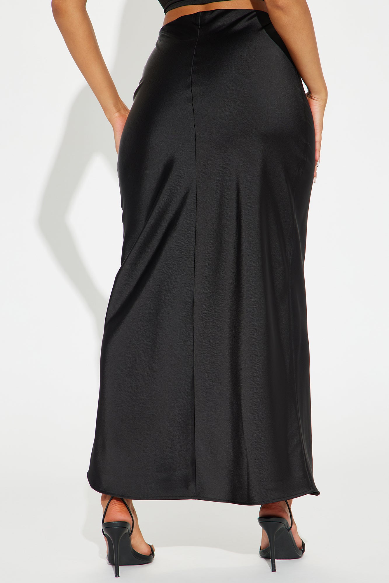 Brunch to GNO Satin Maxi Skirt - Black - Image 3