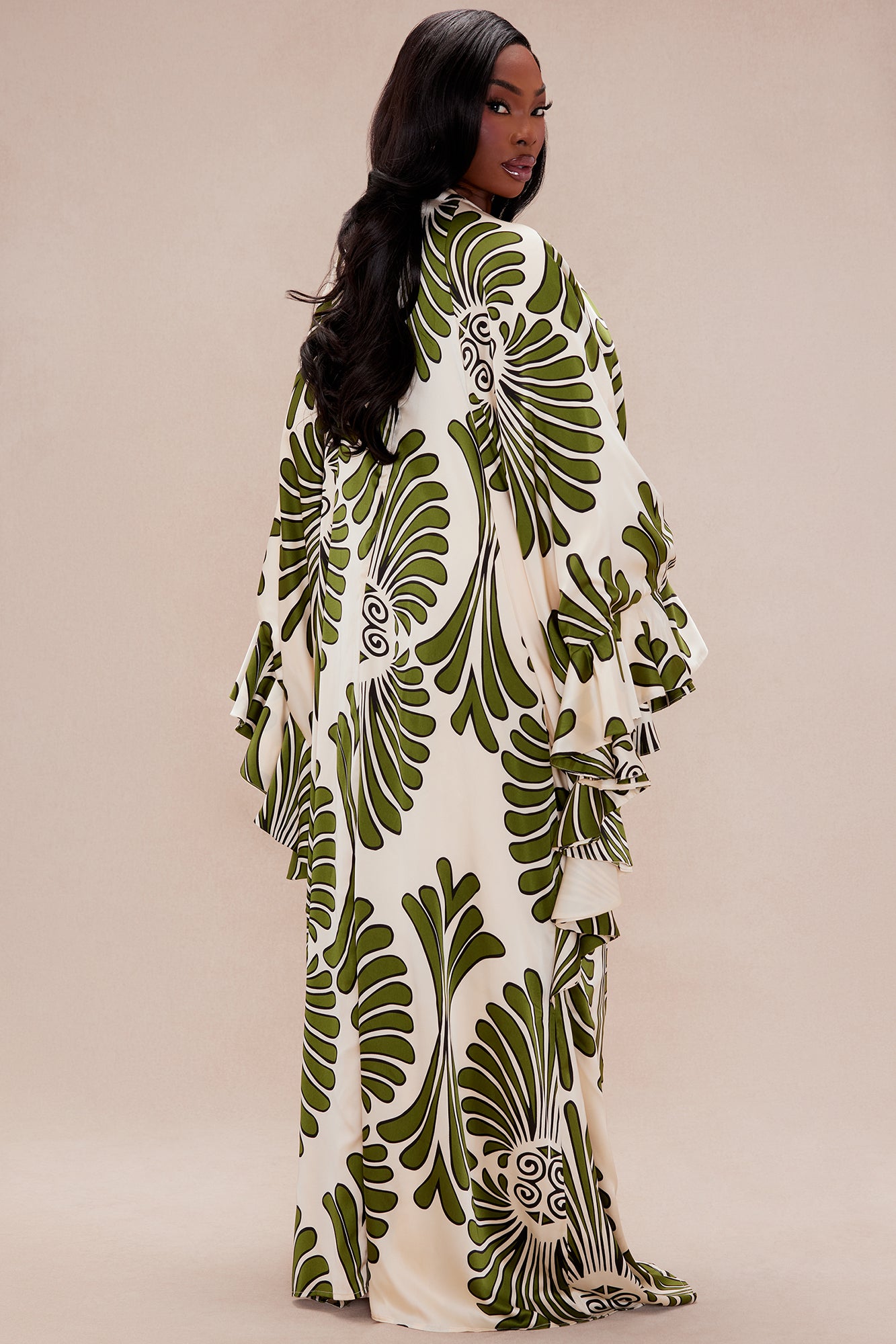 All Inclusive Satin Kaftan Dress - Cream/combo - Image 8
