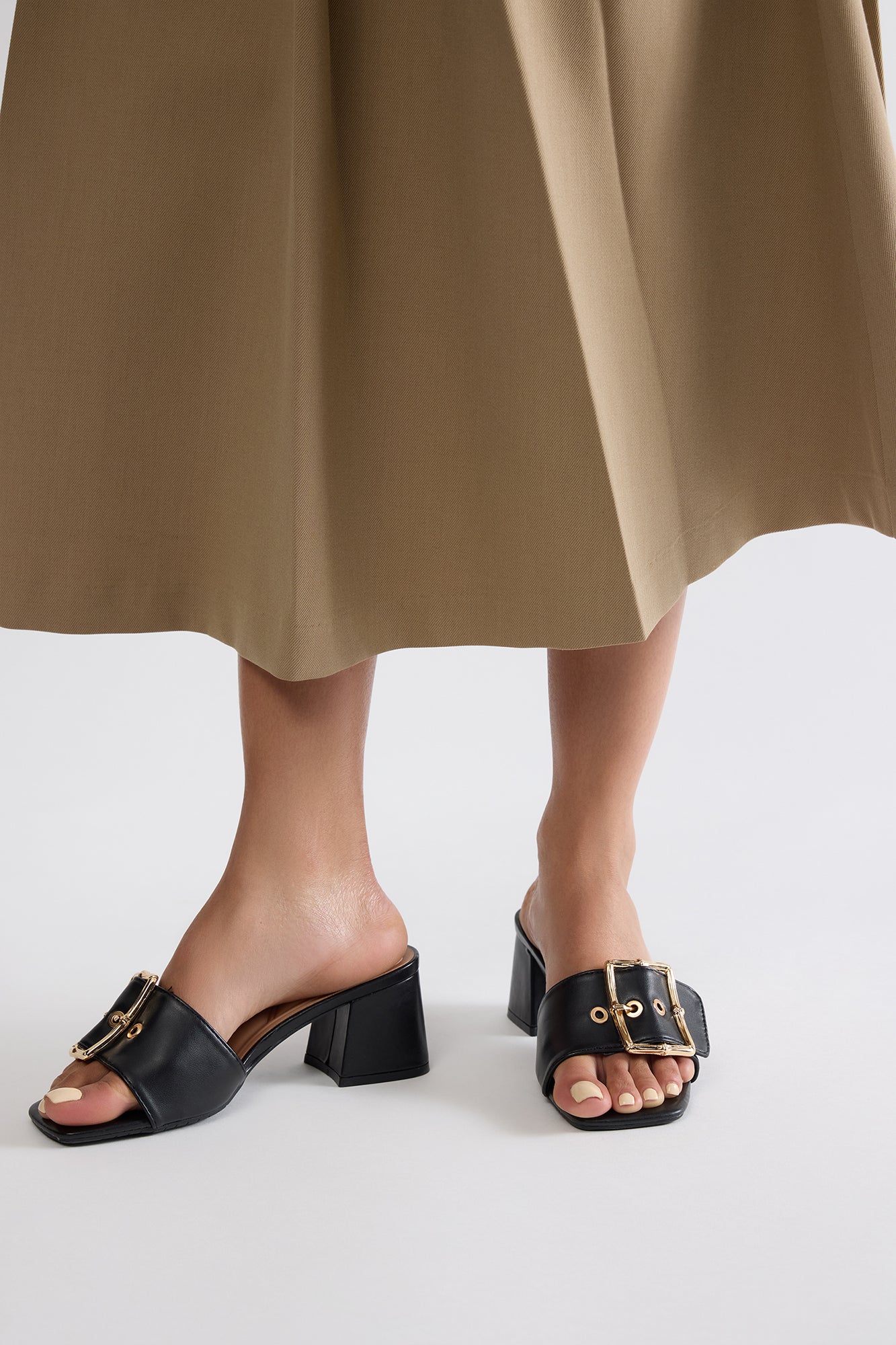 Sedna Buckle Mules - Black - Image 5