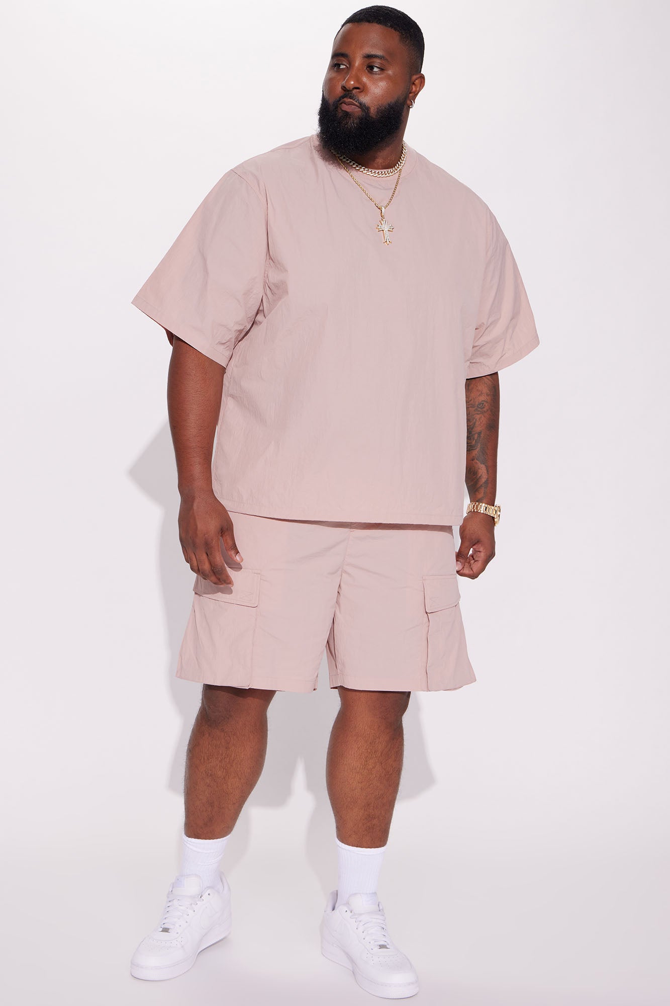 Batter Up Crinkle Nylon Pullover Tee - Mauve - Image 6