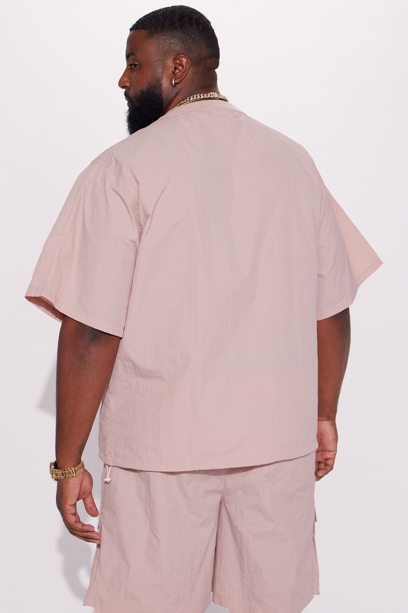 Batter Up Crinkle Nylon Pullover Tee - Mauve - Image 7