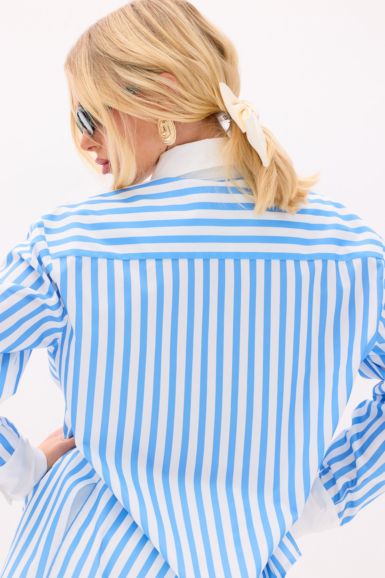 Aylene Striped Poplin Shirt - White/Blue - Image 3