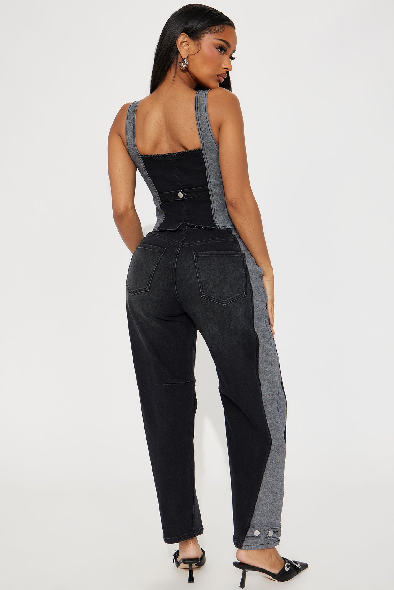 Leon Acid Wash Barrel Pant Set - Black/combo - Image 3