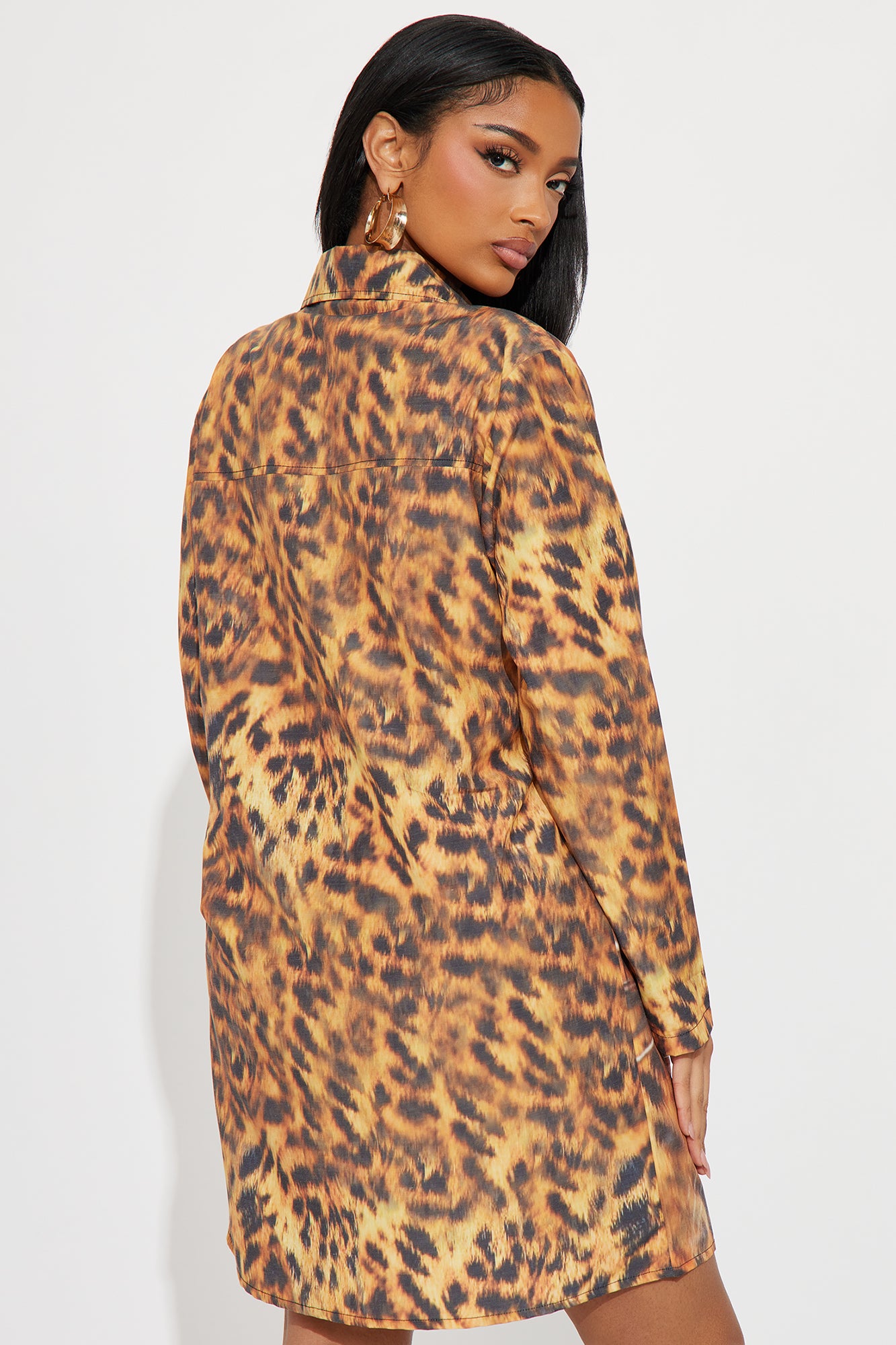 Cant Tame Me Leopard Shirt Mini Dress - Leopard - Image 3