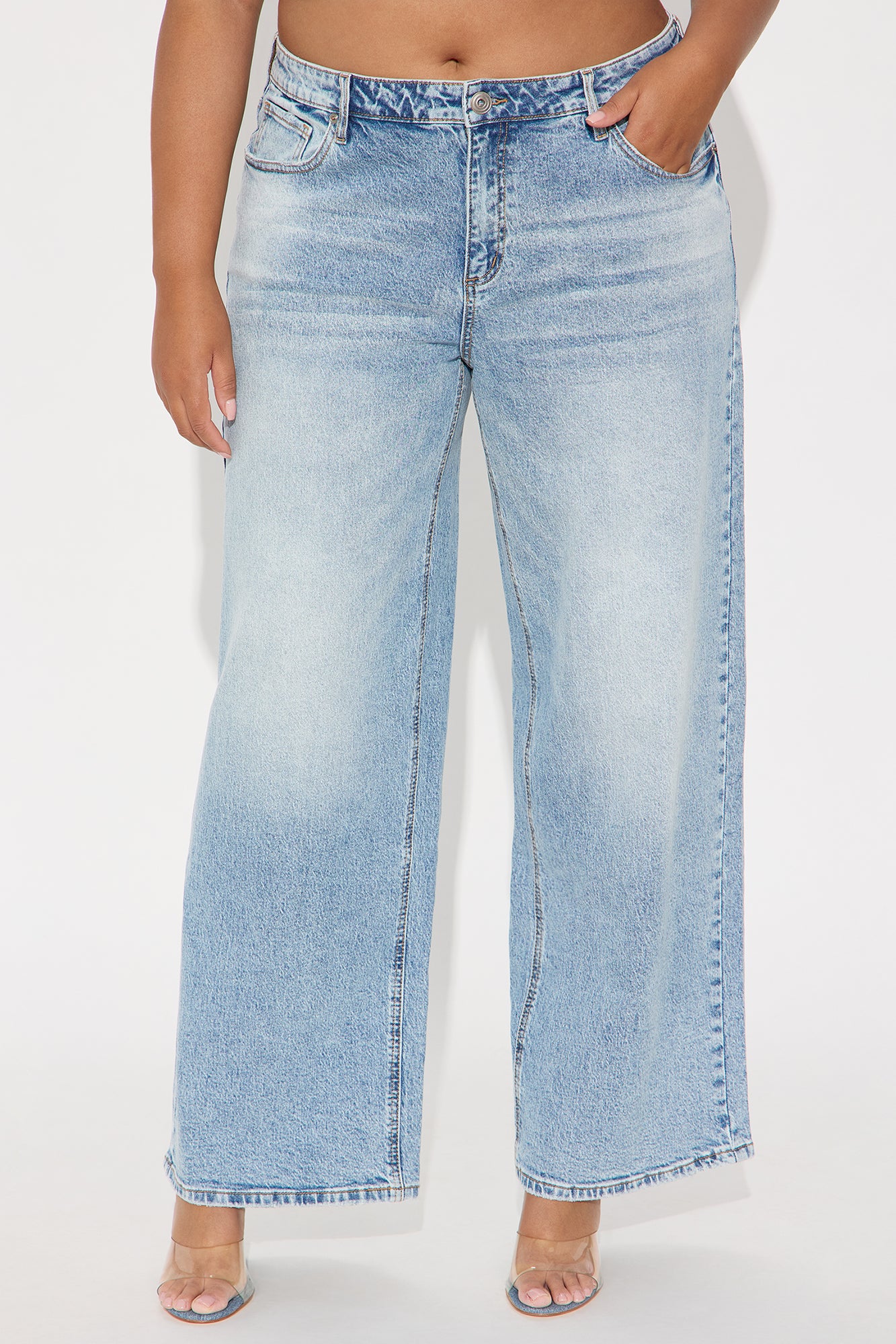 Still Going Strong Baggy Wide Leg Jeans - Light Wash - Image 5