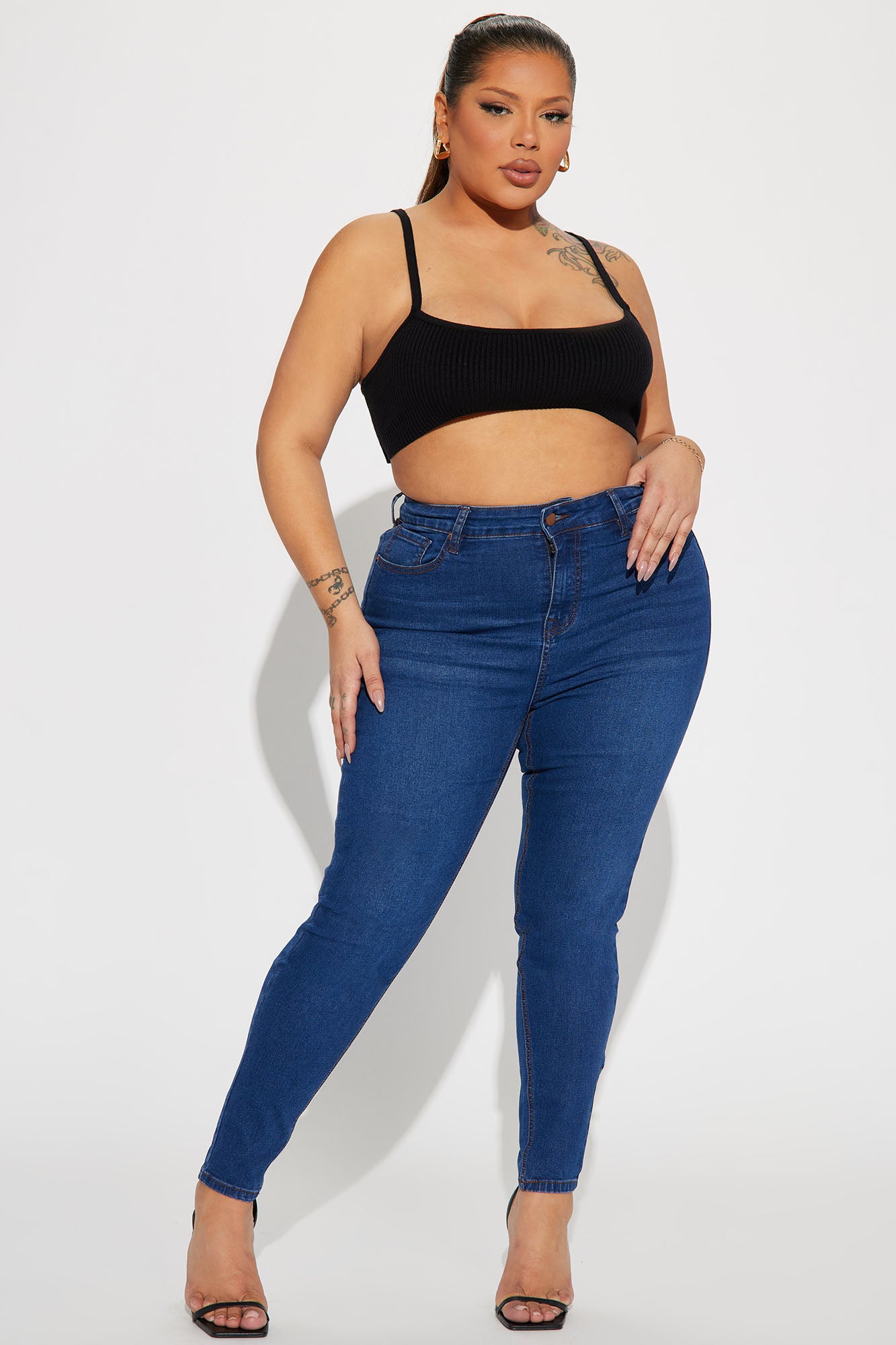 Vibe Check Curvy Stretch Skinny Jeans - Dark Wash - Image 4