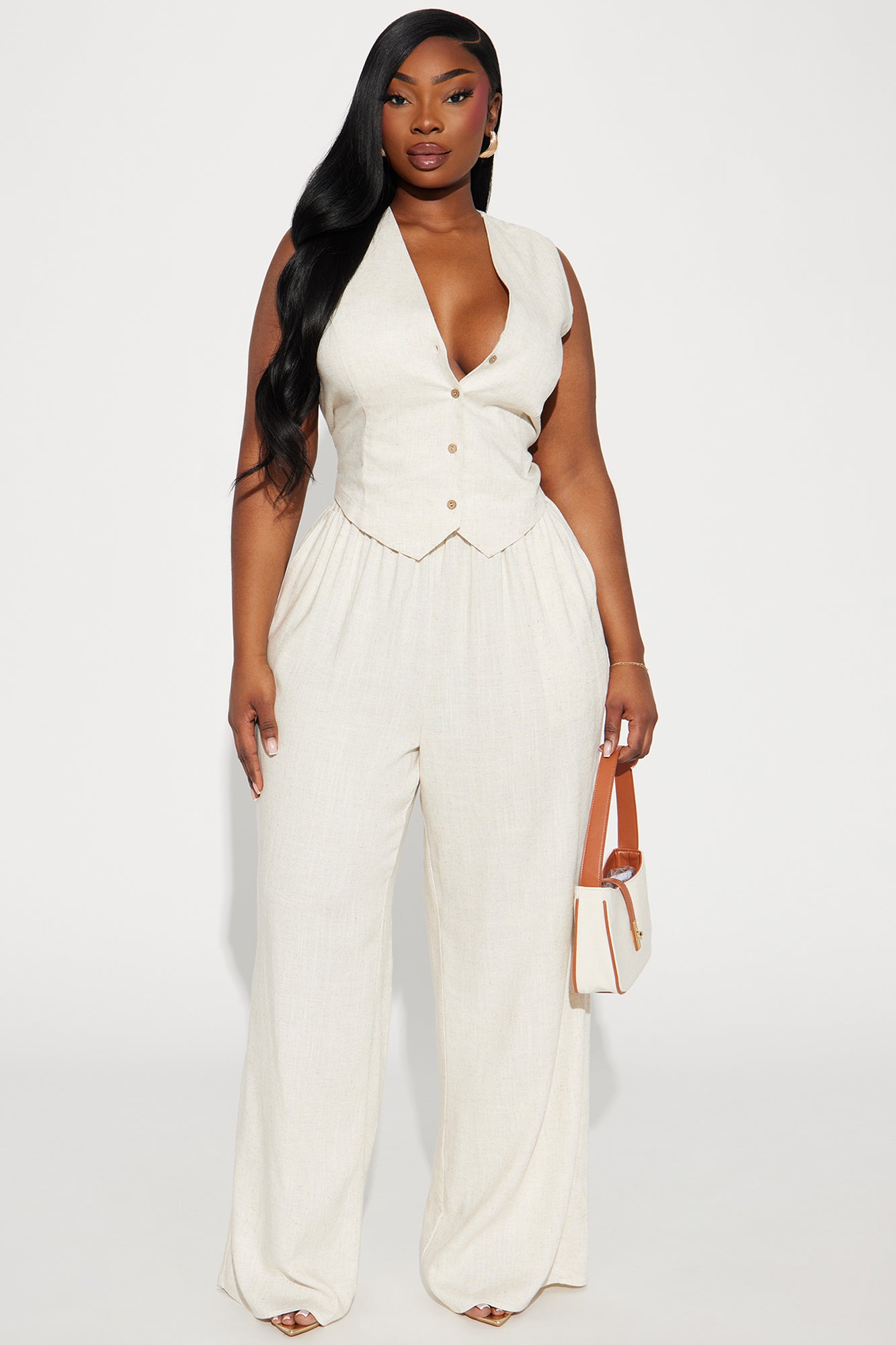 Perfect Vacay Linen Pant Set - Taupe - Image 4