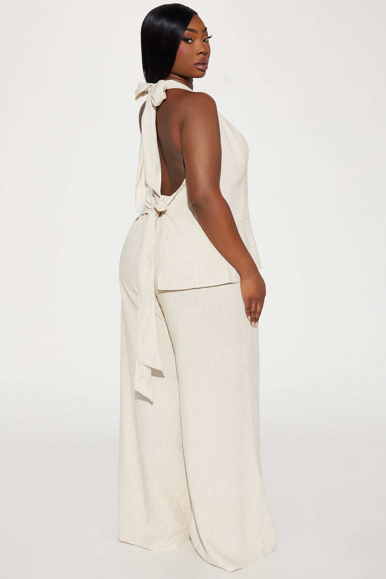 Cece Linen Pant Set - Taupe - Image 8