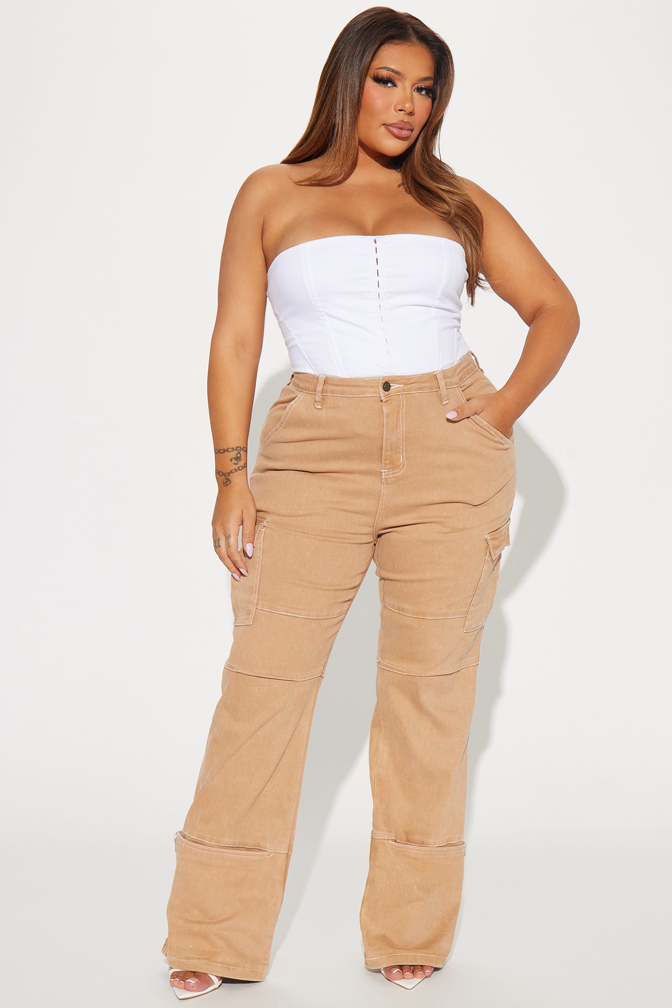 Alternate Universe Stretch Cargo Jeans - Tan - Image 5