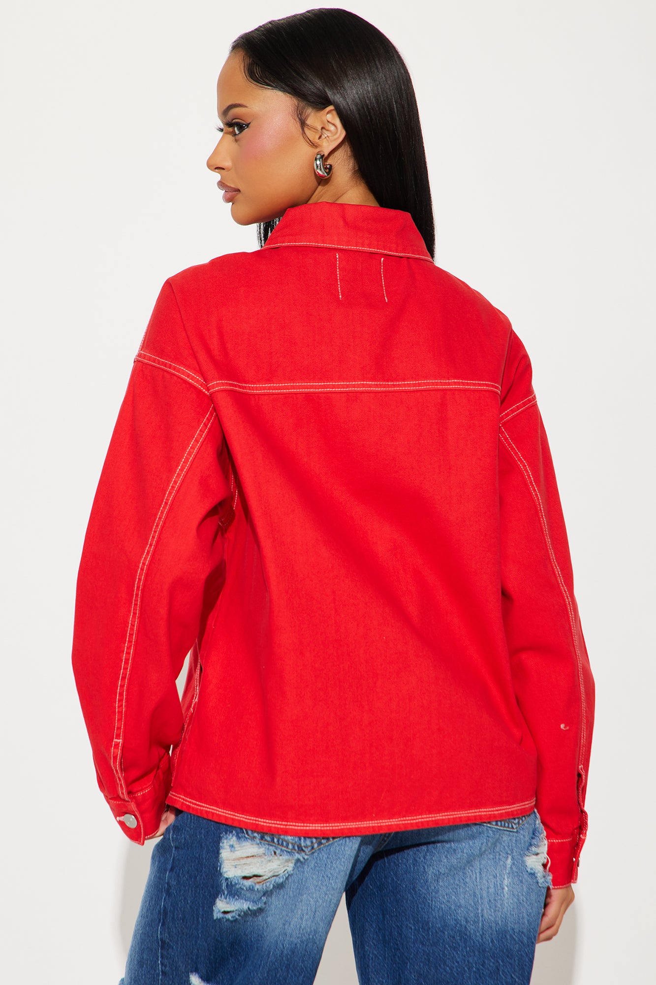 School Days Oversized Jacket - Red - Image 3