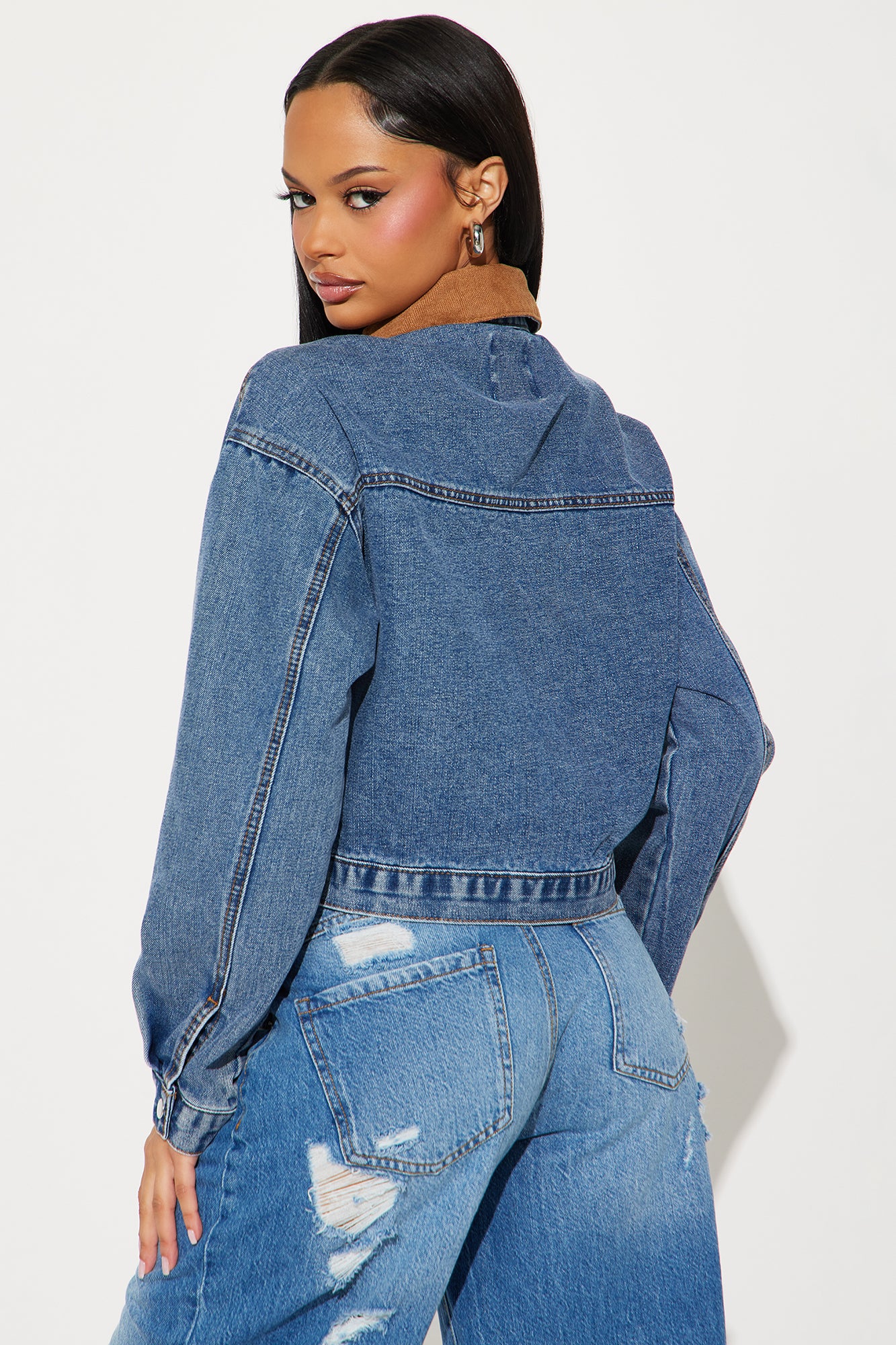 No More Drama Denim Barn Jacket - Medium Wash - Image 3
