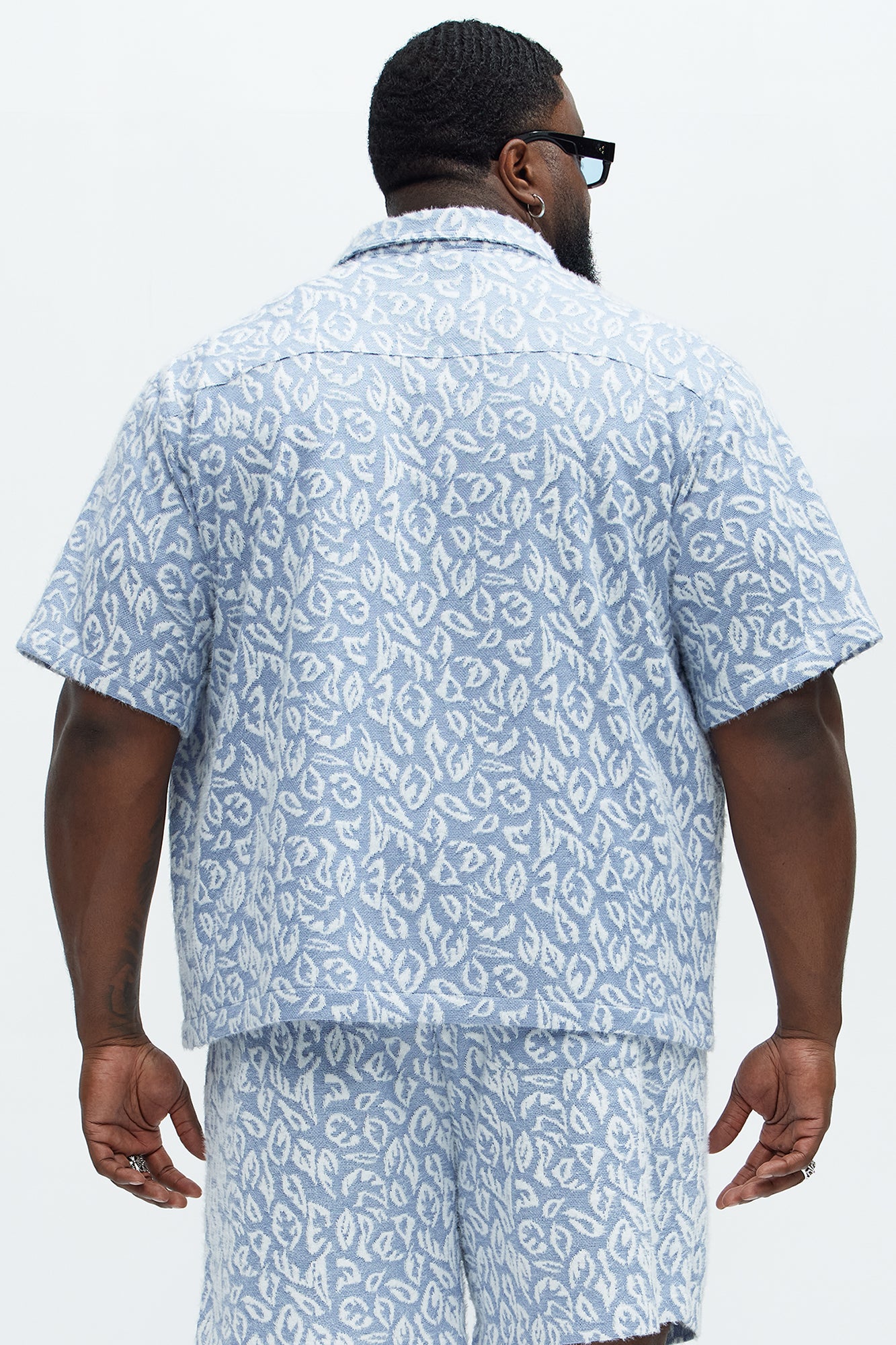 Jacquard Foliage Short Sleeve Shirt - Blue/combo - Image 8