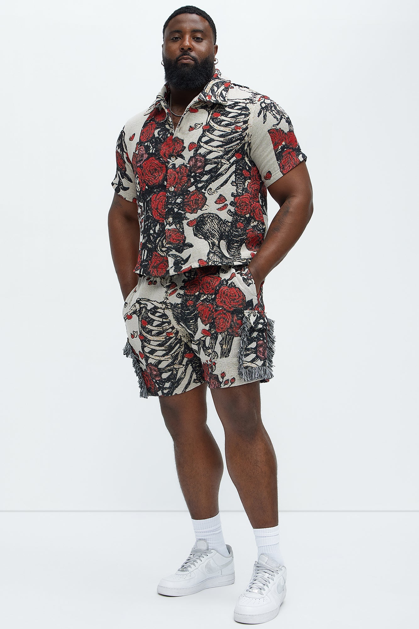 Petals Tapestry Shorts - Red/combo - Image 8
