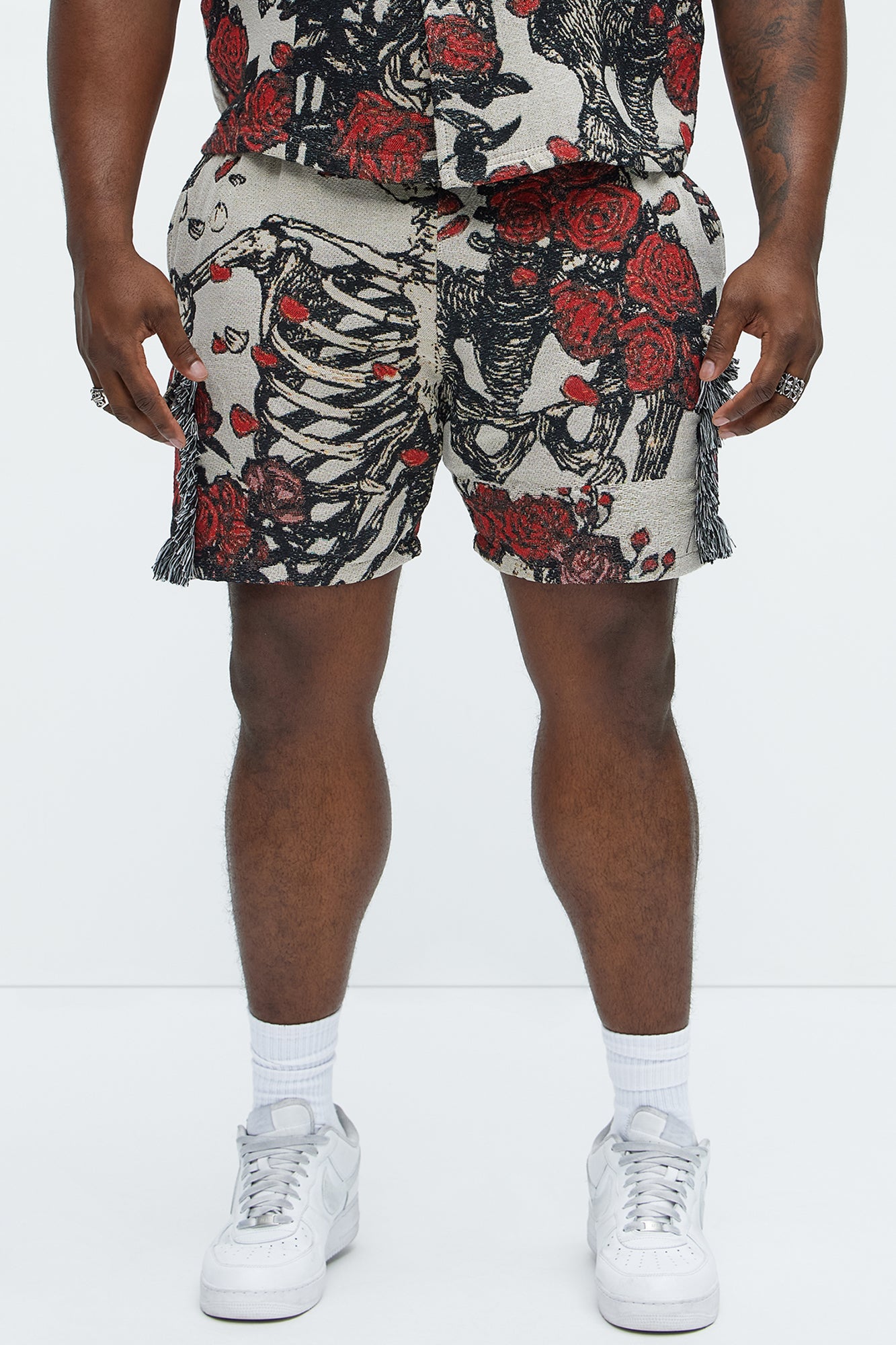 Petals Tapestry Shorts - Red/combo - Image 7